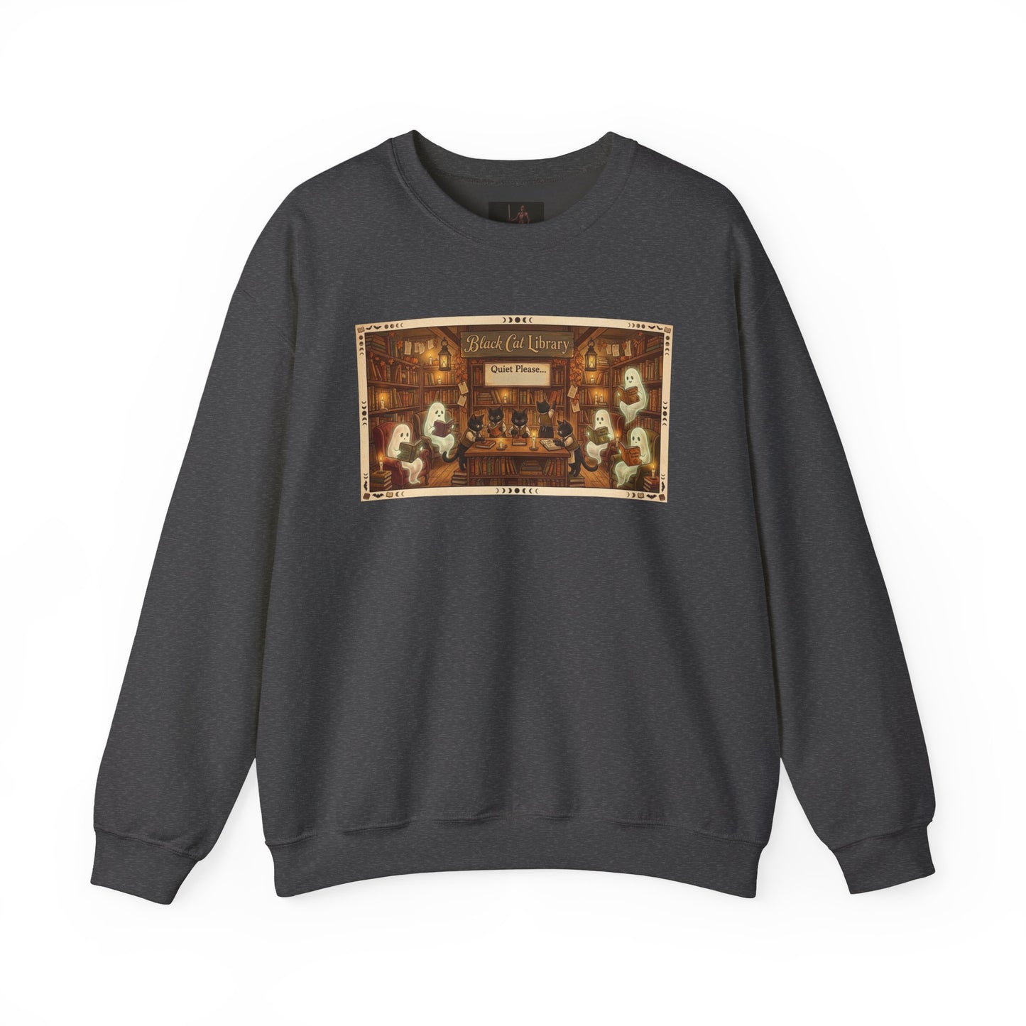 Friday Knights - Black Cat Library Crewneck Sweatshirt