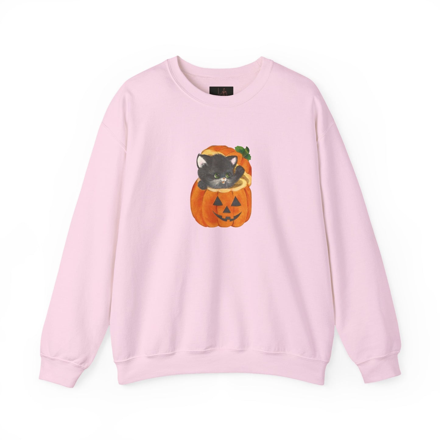 Friday Knights-  Black Cat in Jack-O'-Lantern Crewneck Sweatshirt