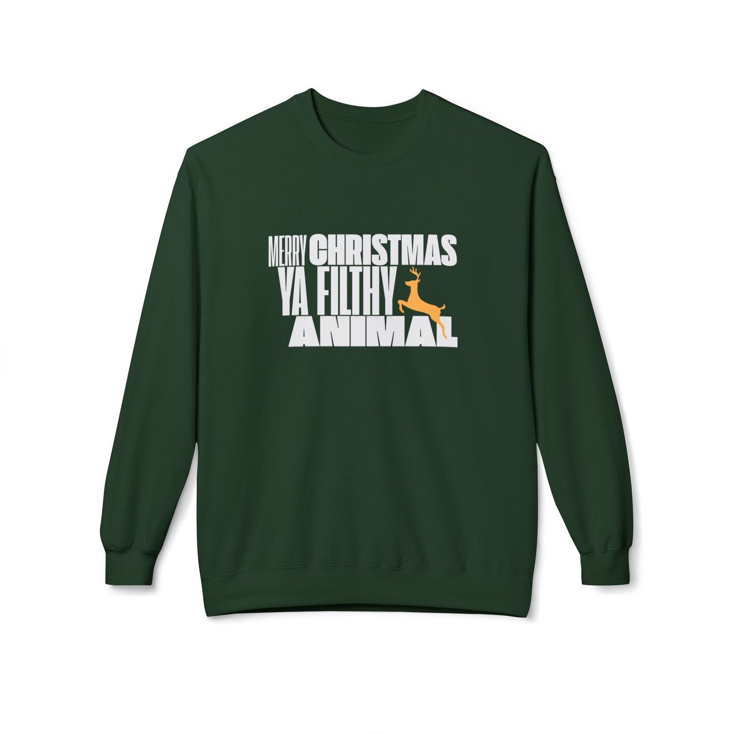 Friday Knights - Merry Christmas ya filthy Animal Fleece Crewneck Sweatshirt