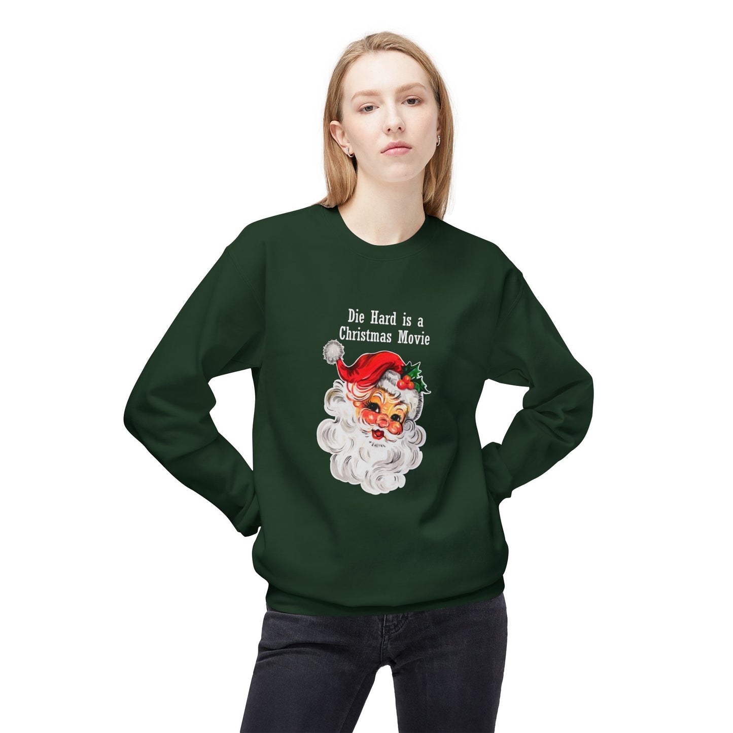 Christmas Sweatshirt - Vintage Santa “Die Hard is a Christmas Movie” Holiday Crewneck