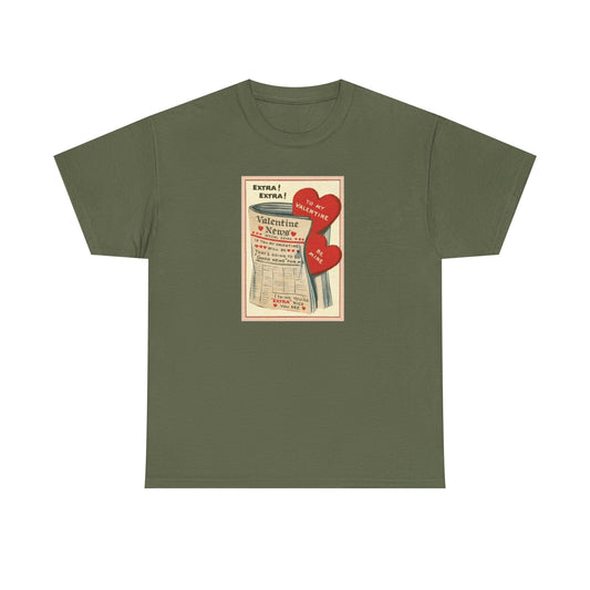 Friday Knights - Valentine’s Vintage Newspaper Hearts Tee