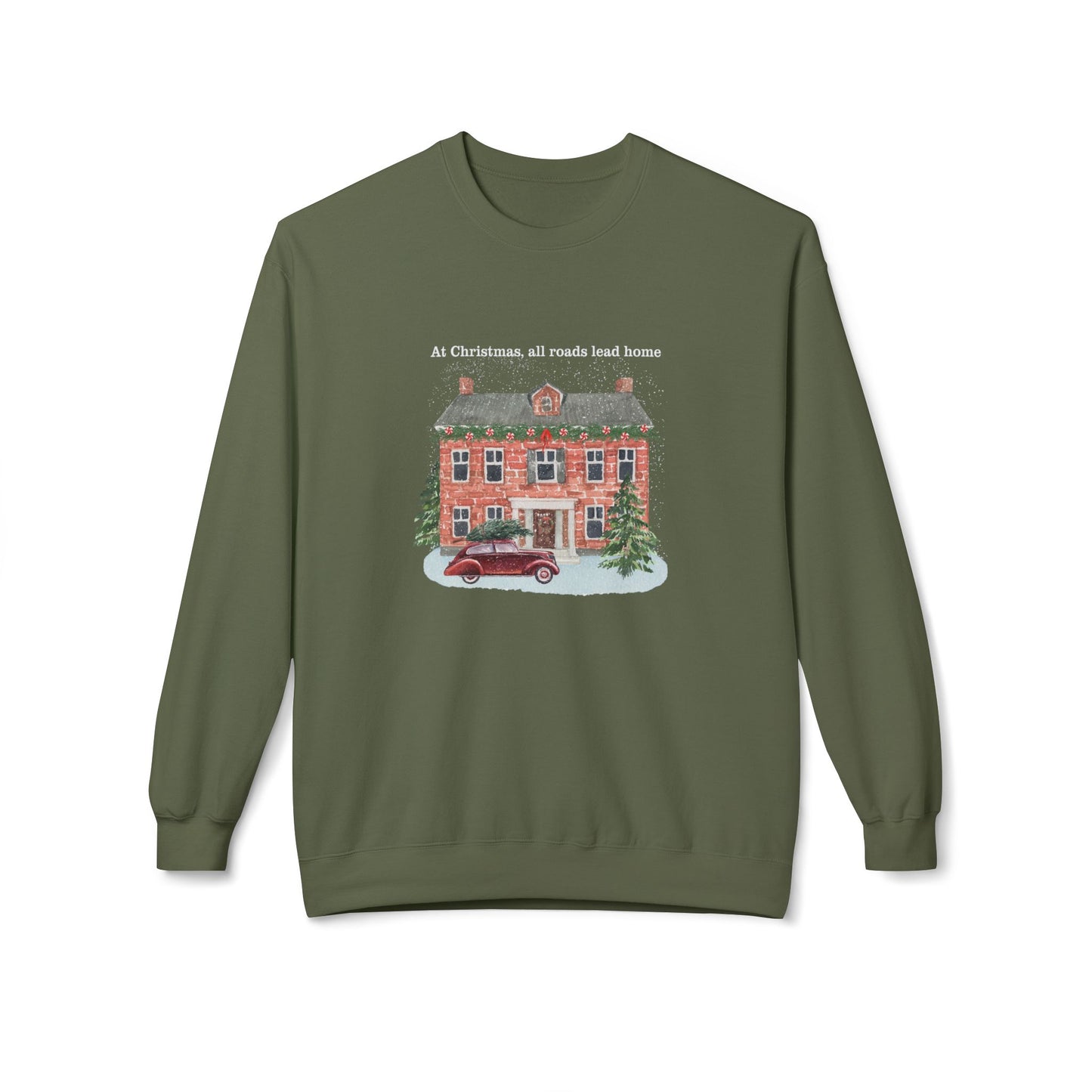 Friday Knights -  At Christmas all reads lead to home Fleece Crewneck Sweatshirt