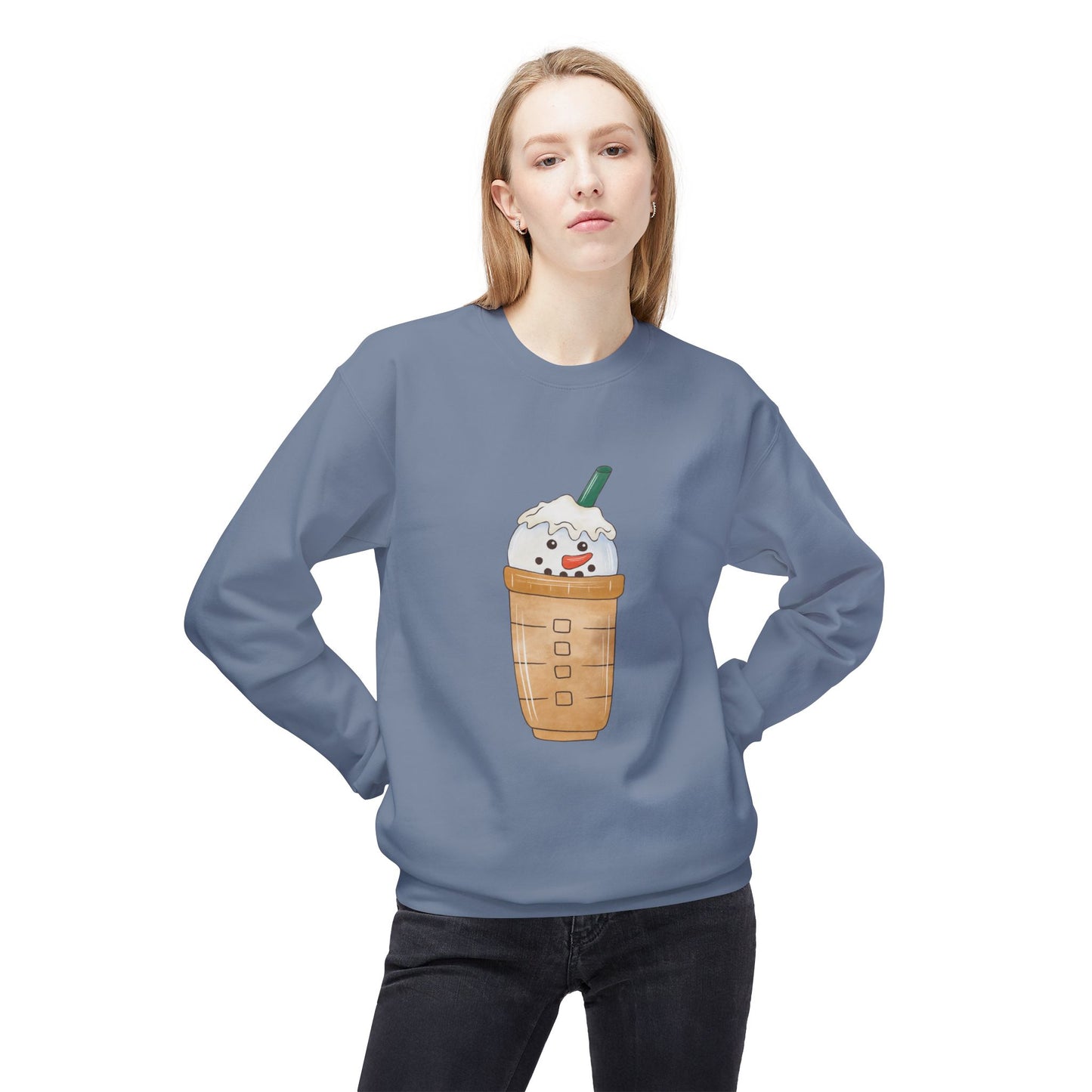 Friday Knights -  Snowman Coffee Cup Frappe fleece Sweatshirt