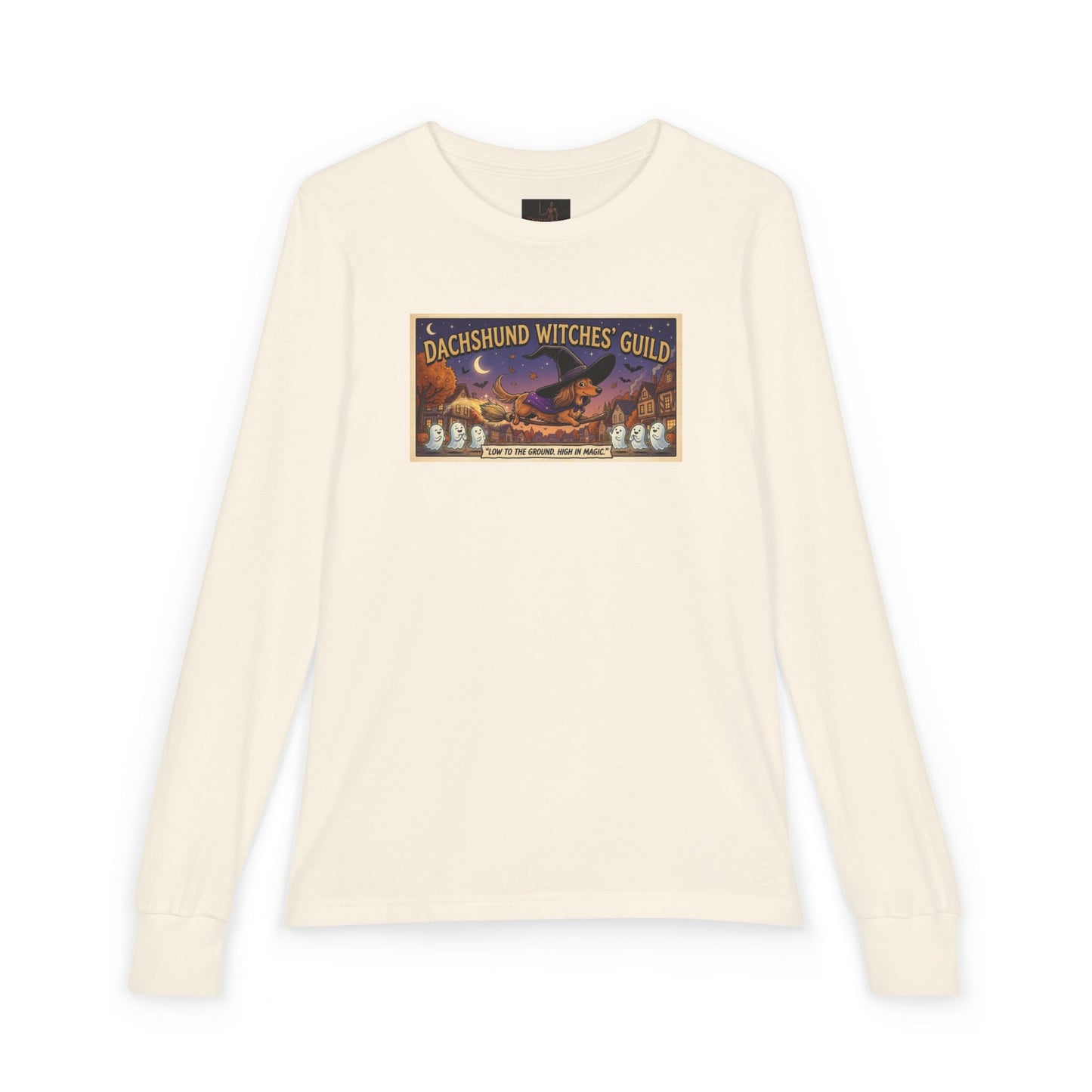Friday Knights KIDS- Dachshund Witches Guild Youth Long Sleeve Tee