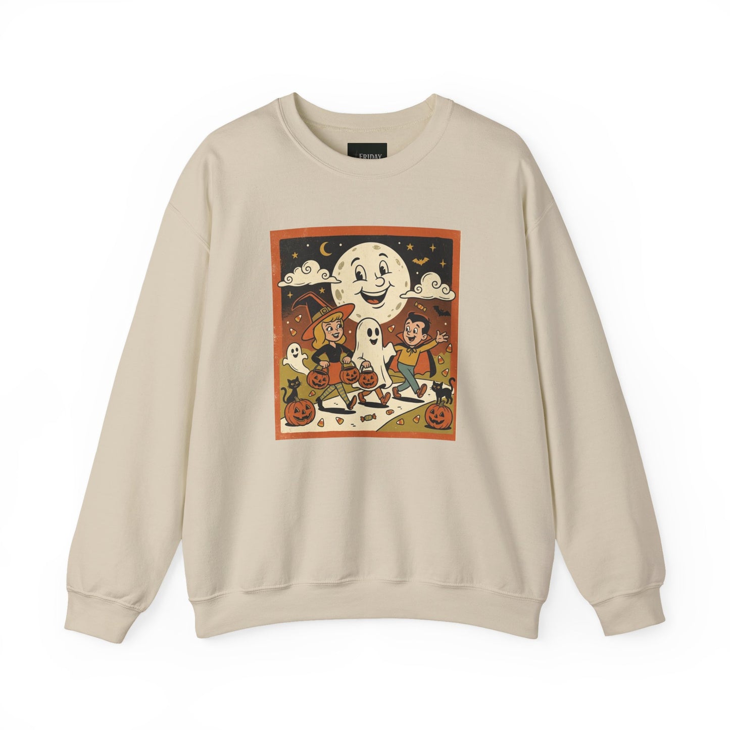 Friday Knights - Halloween Retro Crewneck Sweatshirt Trick Or Treaters