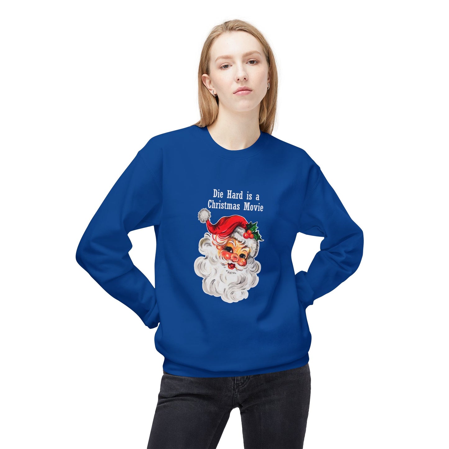 Christmas Sweatshirt - Vintage Santa “Die Hard is a Christmas Movie” Holiday Crewneck