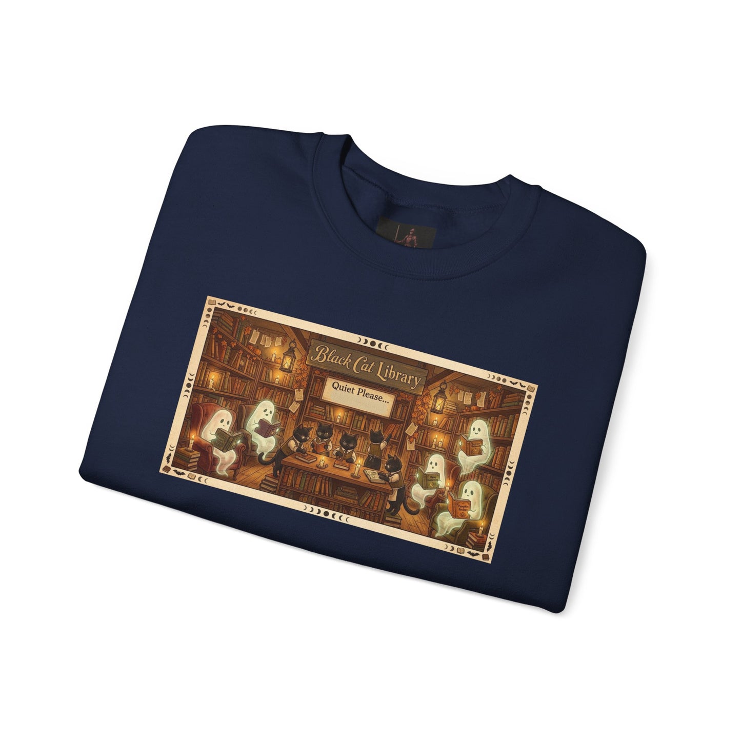 Friday Knights - Black Cat Library Crewneck Sweatshirt