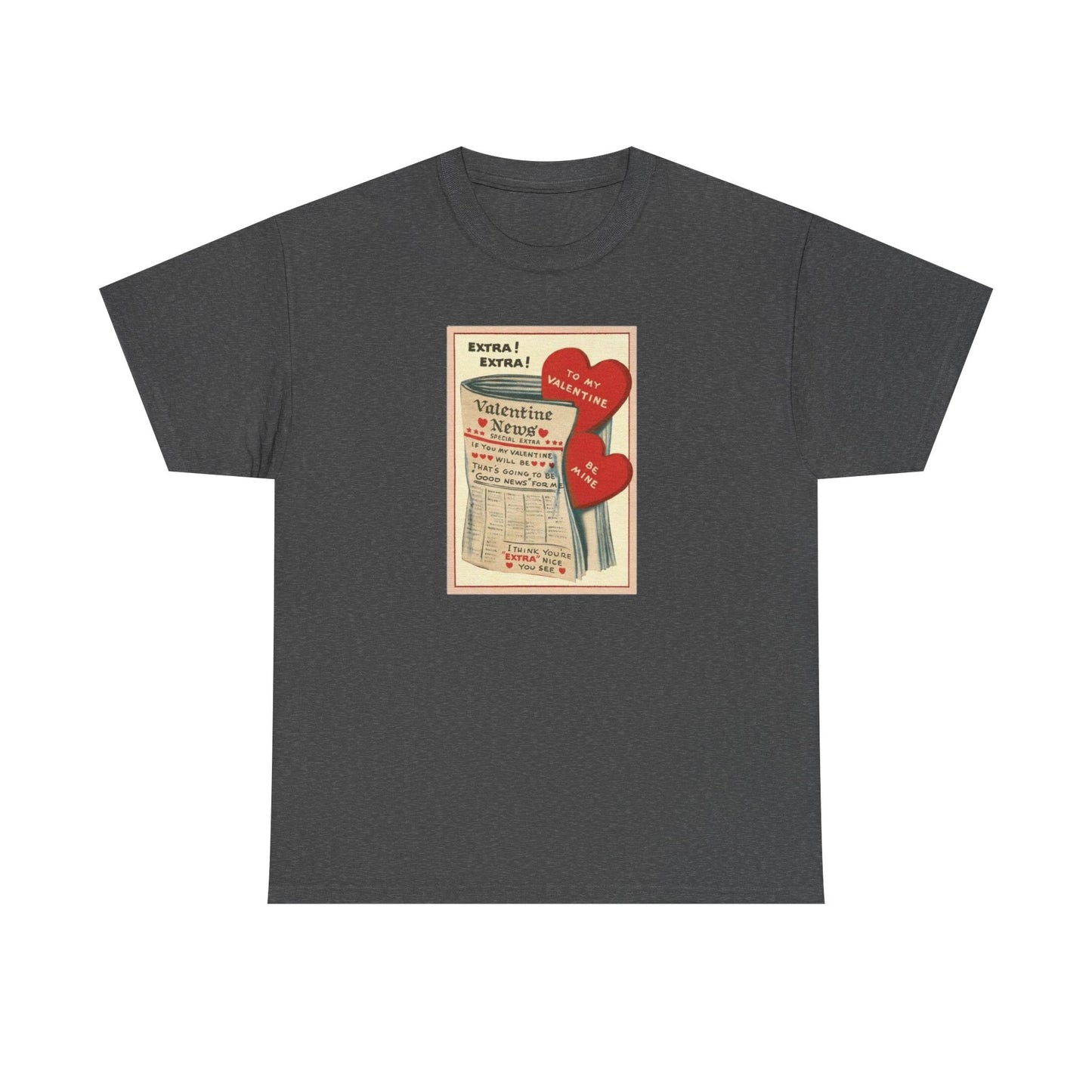 Friday Knights - Valentine’s Vintage Newspaper Hearts Tee