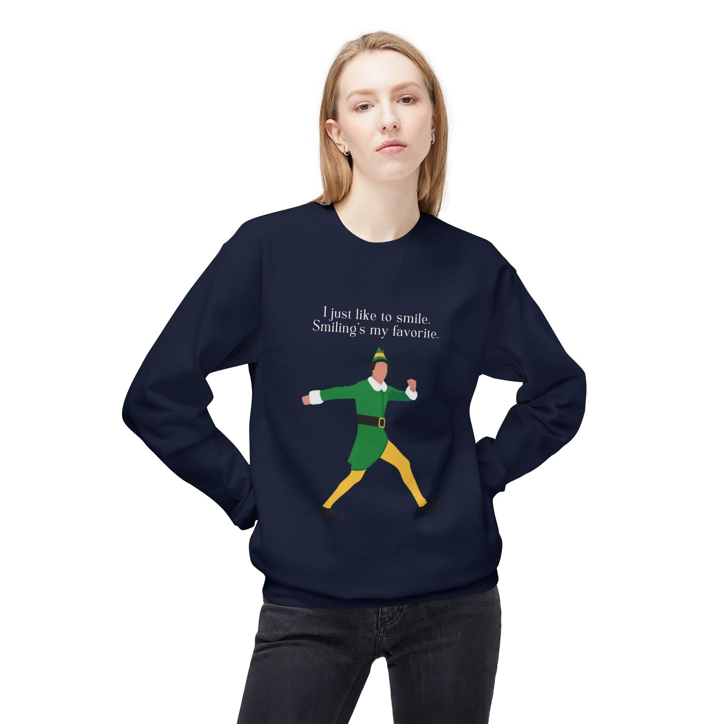 Friday Knights -  I just like smiling ELF Fleece Crewneck Sweatshirt