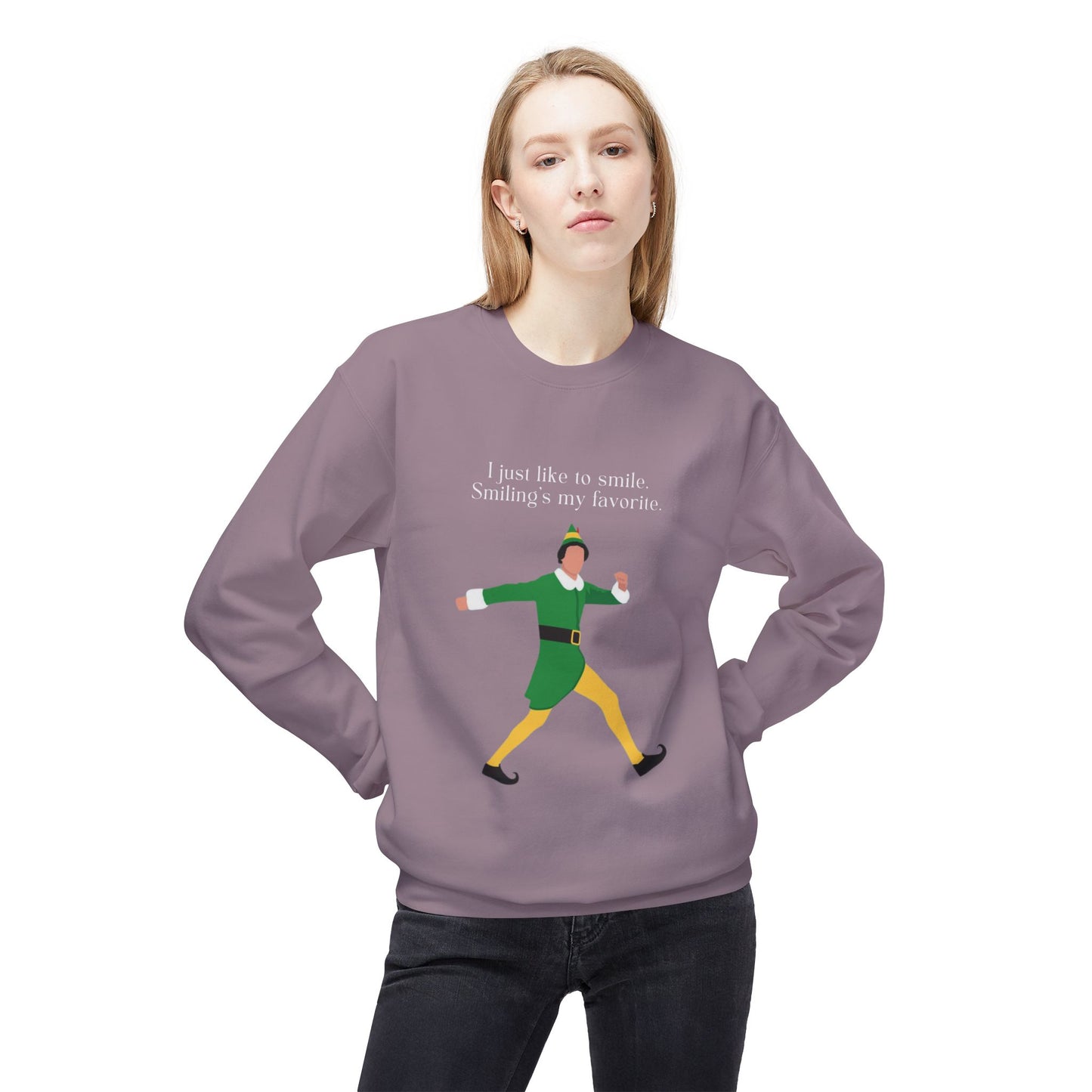 Friday Knights -  I just like smiling ELF Fleece Crewneck Sweatshirt