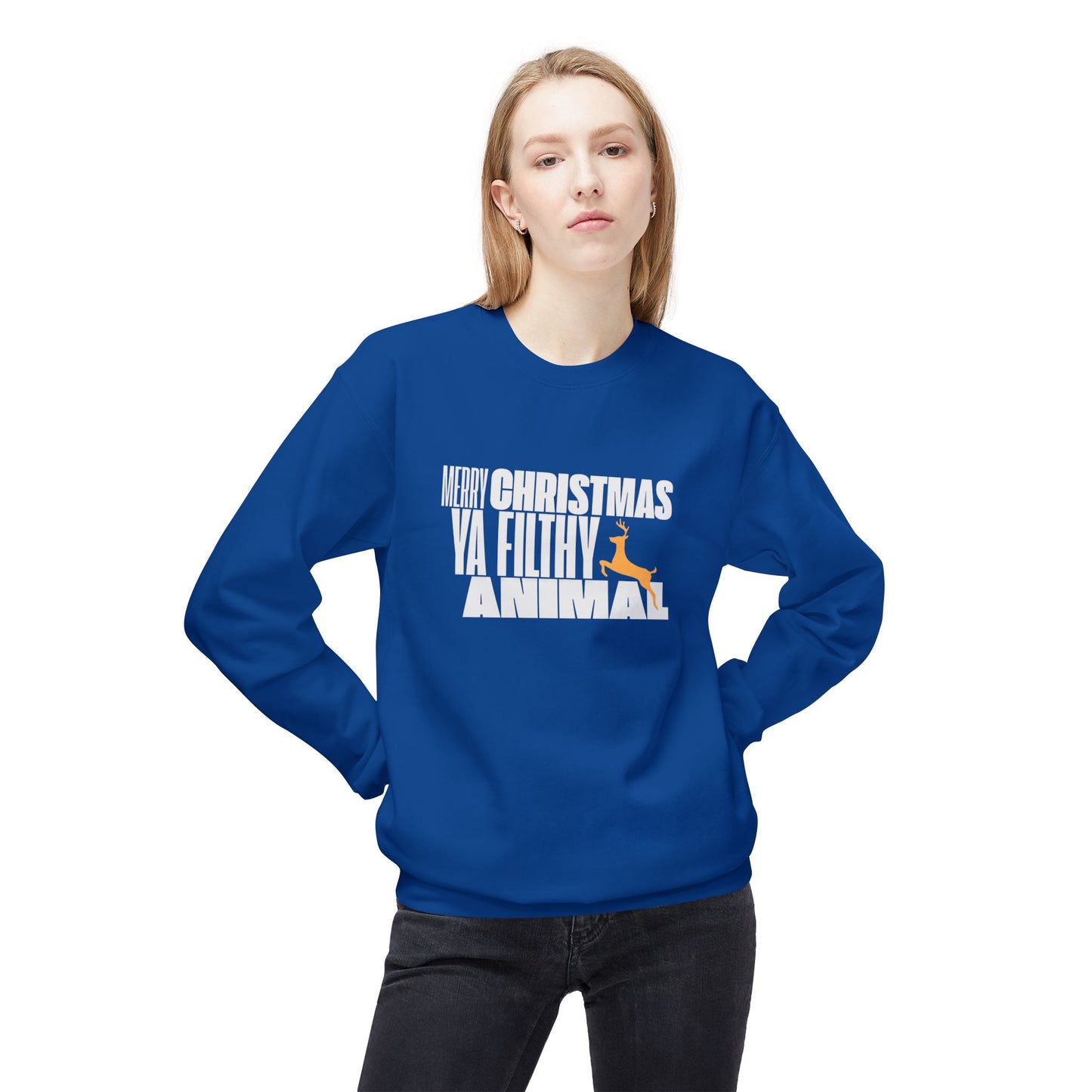 Friday Knights - Merry Christmas ya filthy Animal Fleece Crewneck Sweatshirt