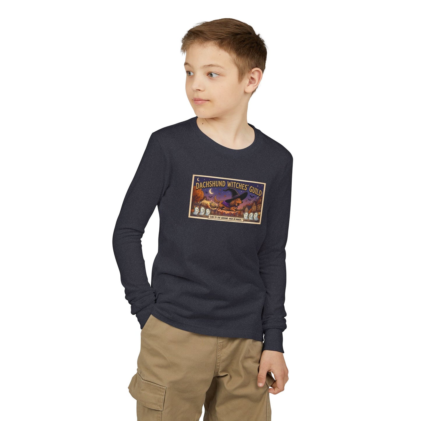 Friday Knights KIDS- Dachshund Witches Guild Youth Long Sleeve Tee