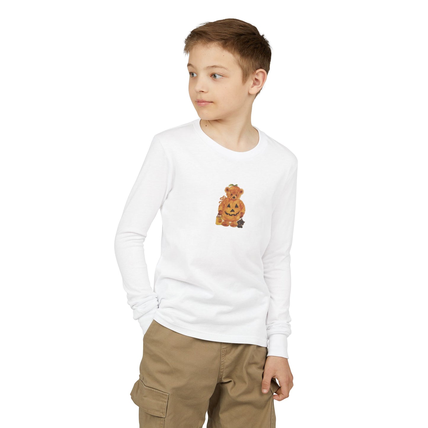 Friday Knights KIDS- Teddy Bear Pumpkin Jack-O’-Lantern Long Sleeve Tee
