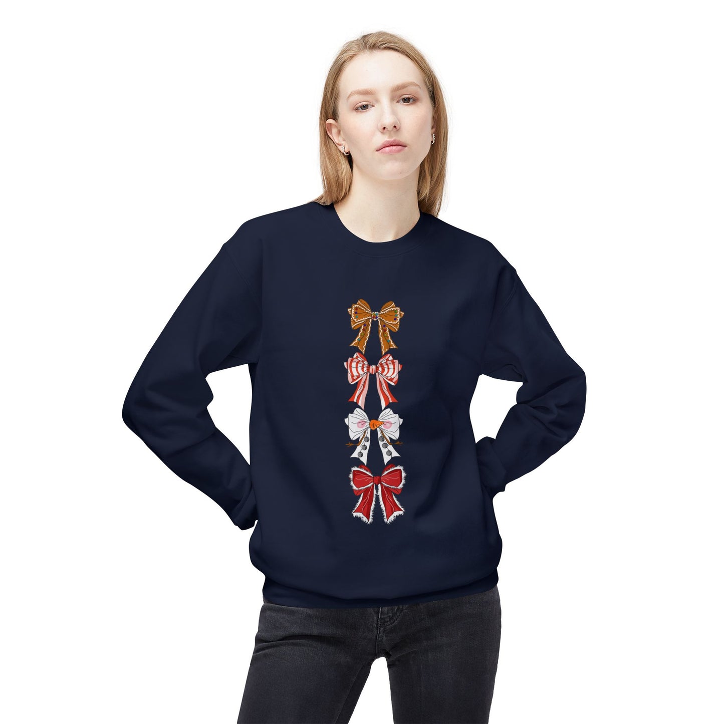 Friday Knights - Holiday Bows Fleece Crewneck Sweatshirt
