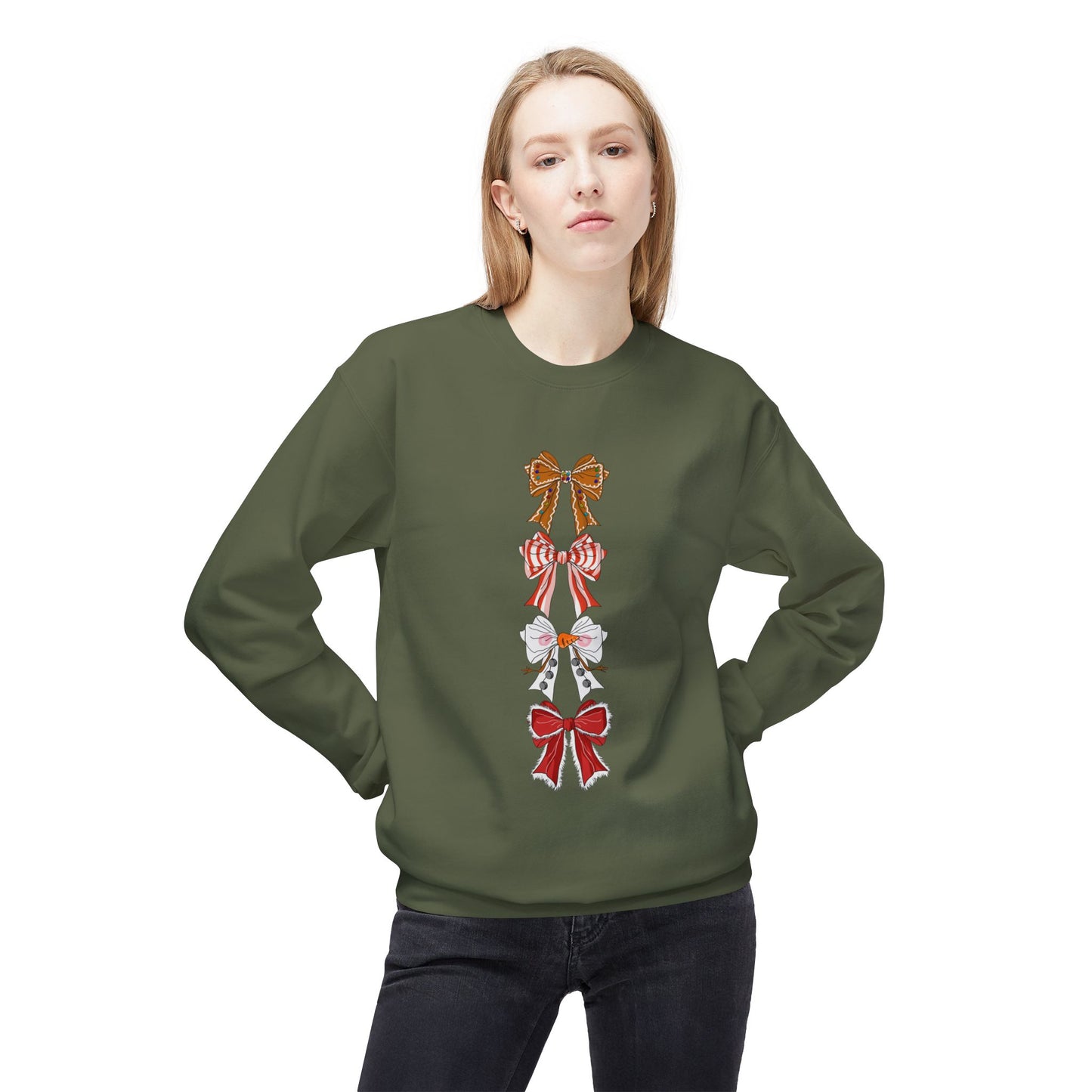 Friday Knights - Holiday Bows Fleece Crewneck Sweatshirt