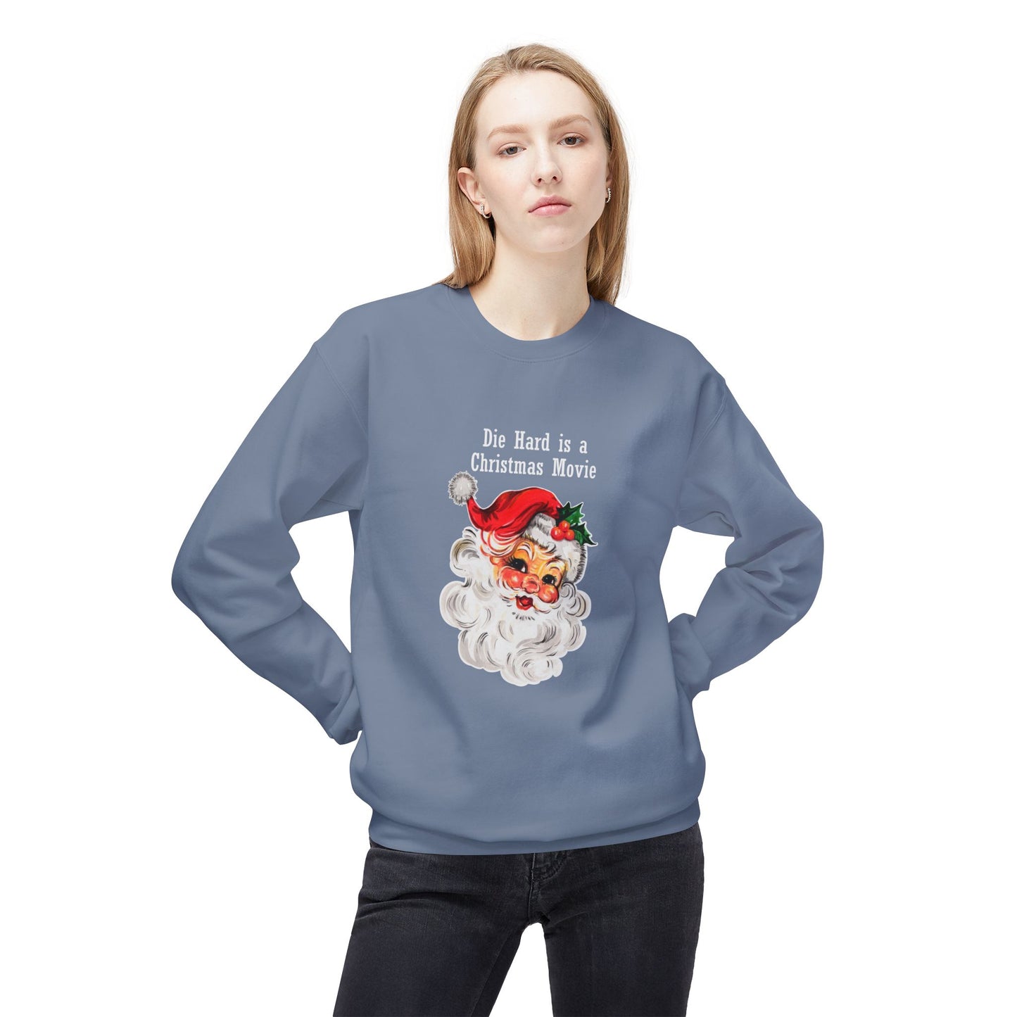 Christmas Sweatshirt - Vintage Santa “Die Hard is a Christmas Movie” Holiday Crewneck