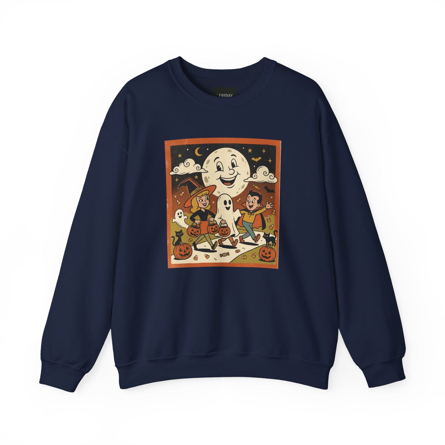 Friday Knights - Halloween Retro Crewneck Sweatshirt Trick Or Treaters