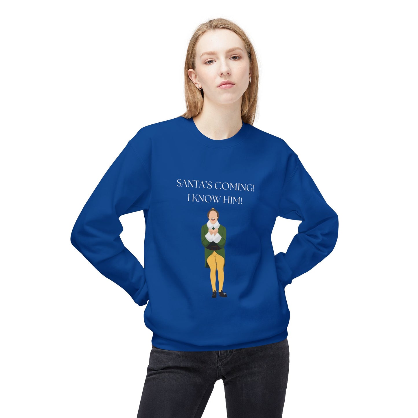 Friday Knights - Elf Christmas Crewneck Sweatshirt — "Santa's Coming! I Know Him!"