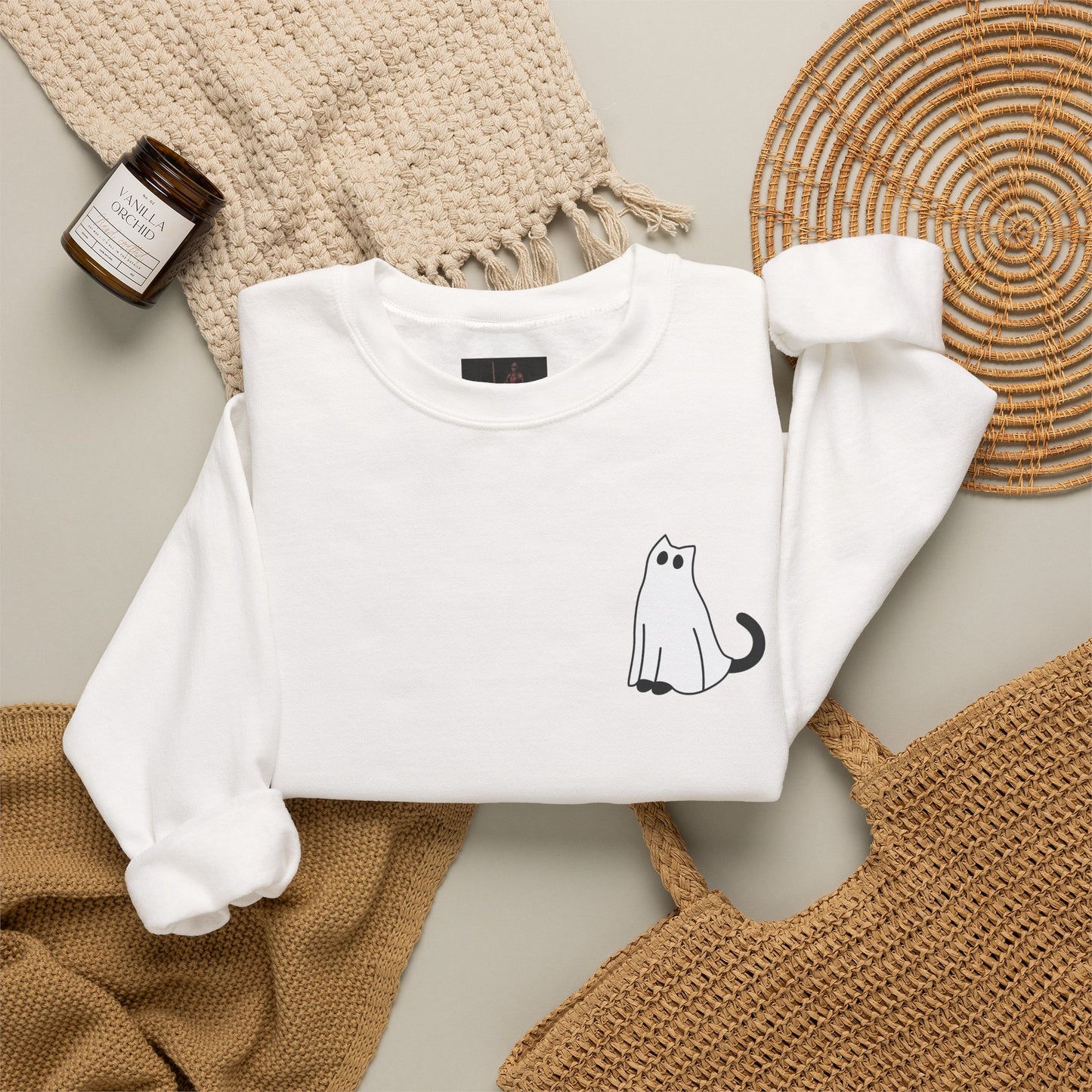 Friday Knights - Ghost Cat Crewneck Sweatshirt