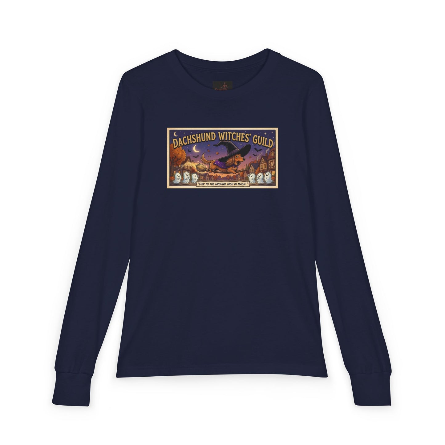 Friday Knights KIDS- Dachshund Witches Guild Youth Long Sleeve Tee