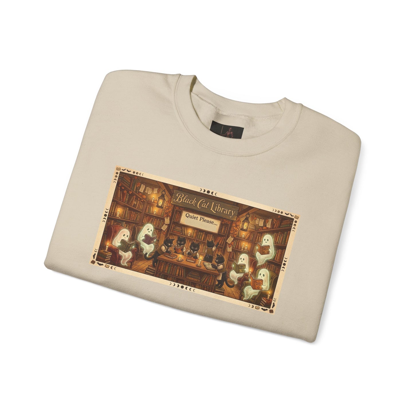 Friday Knights - Black Cat Library Crewneck Sweatshirt