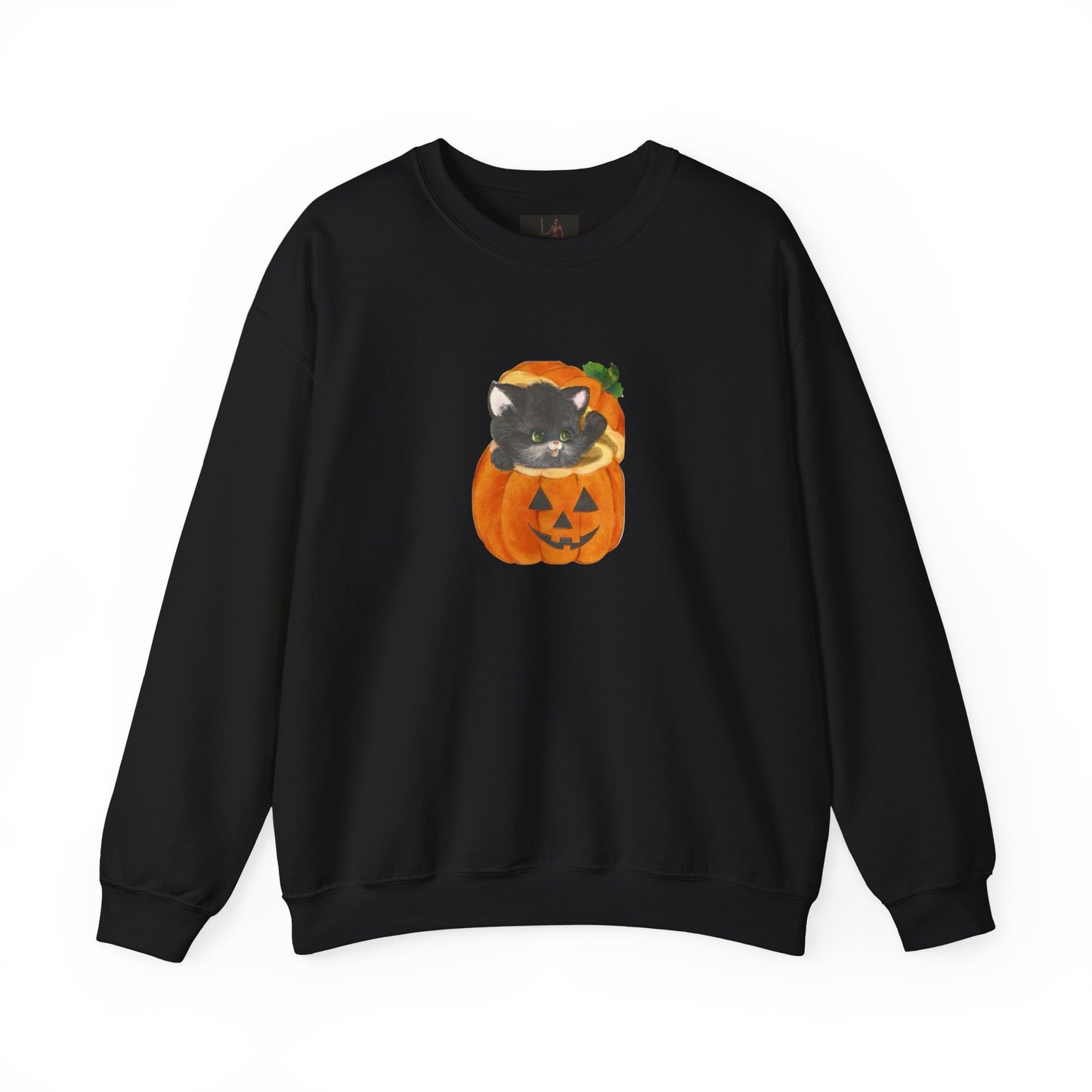 Friday Knights-  Black Cat in Jack-O'-Lantern Crewneck Sweatshirt