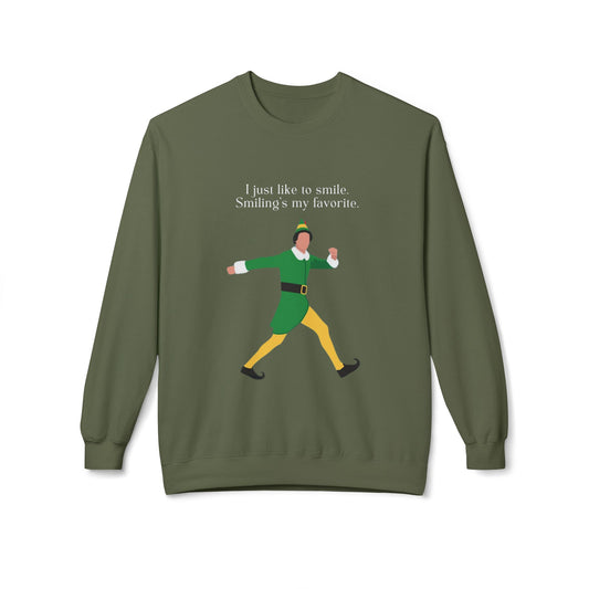 Friday Knights -  I just like smiling ELF Fleece Crewneck Sweatshirt