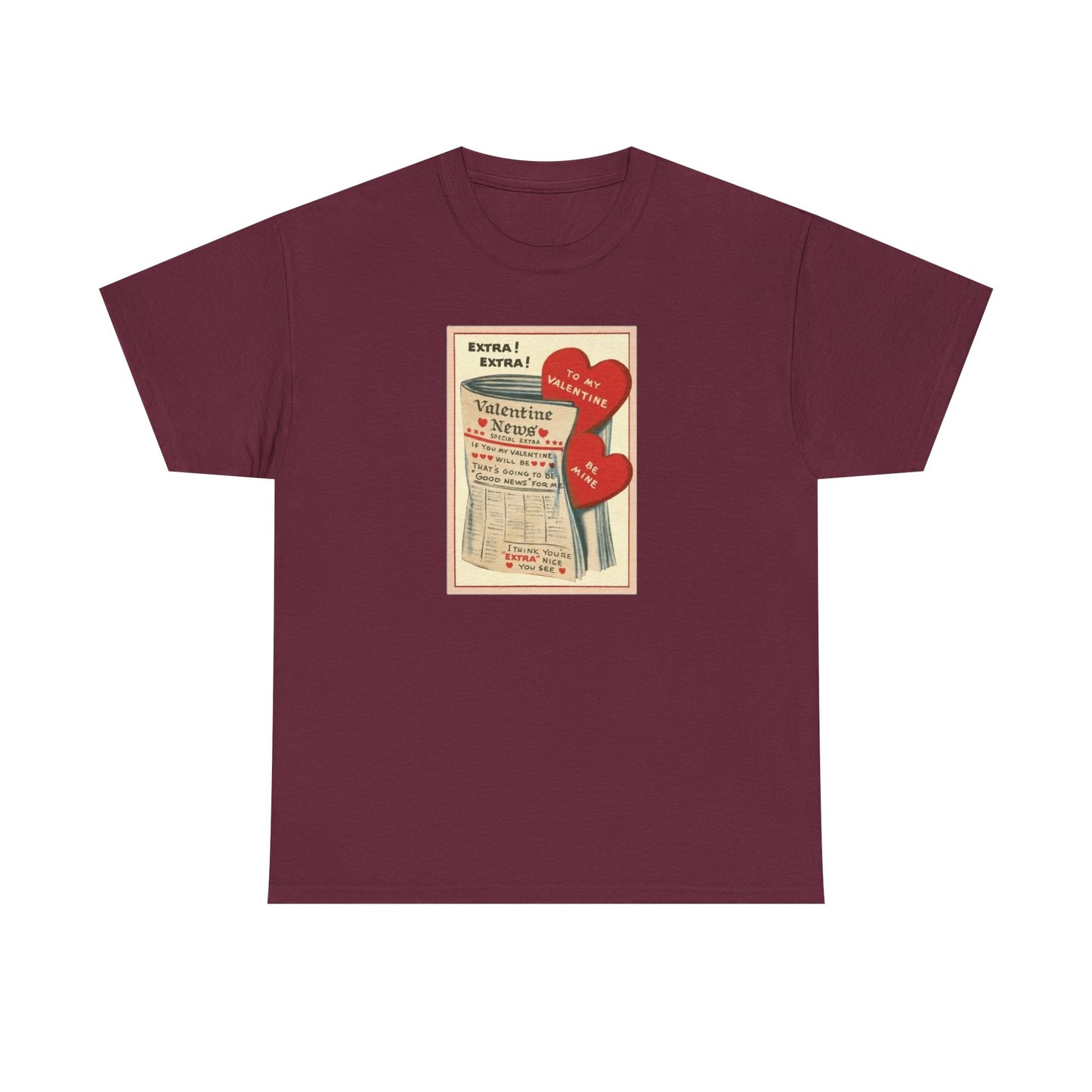 Friday Knights - Valentine’s Vintage Newspaper Hearts Tee