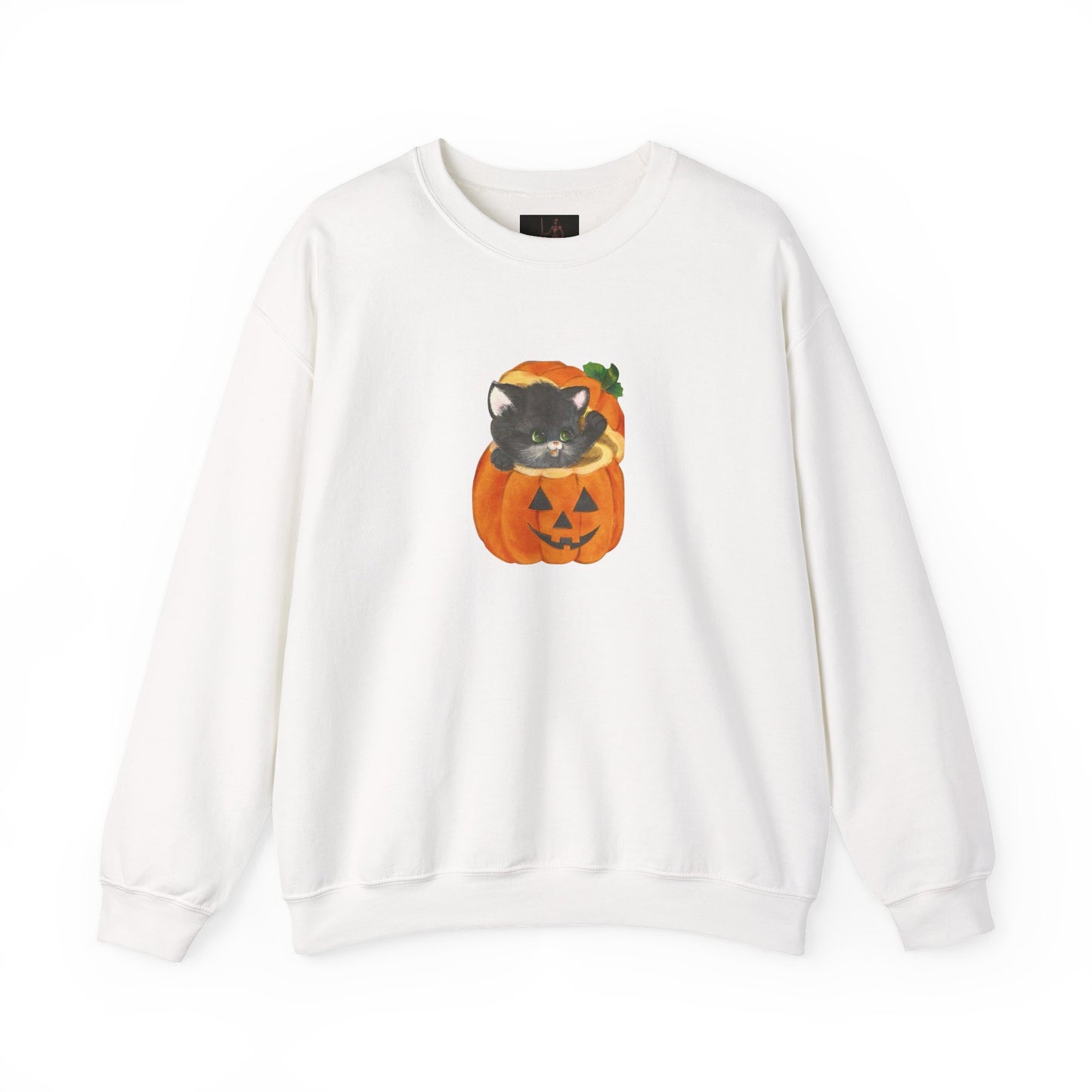 Friday Knights-  Black Cat in Jack-O'-Lantern Crewneck Sweatshirt