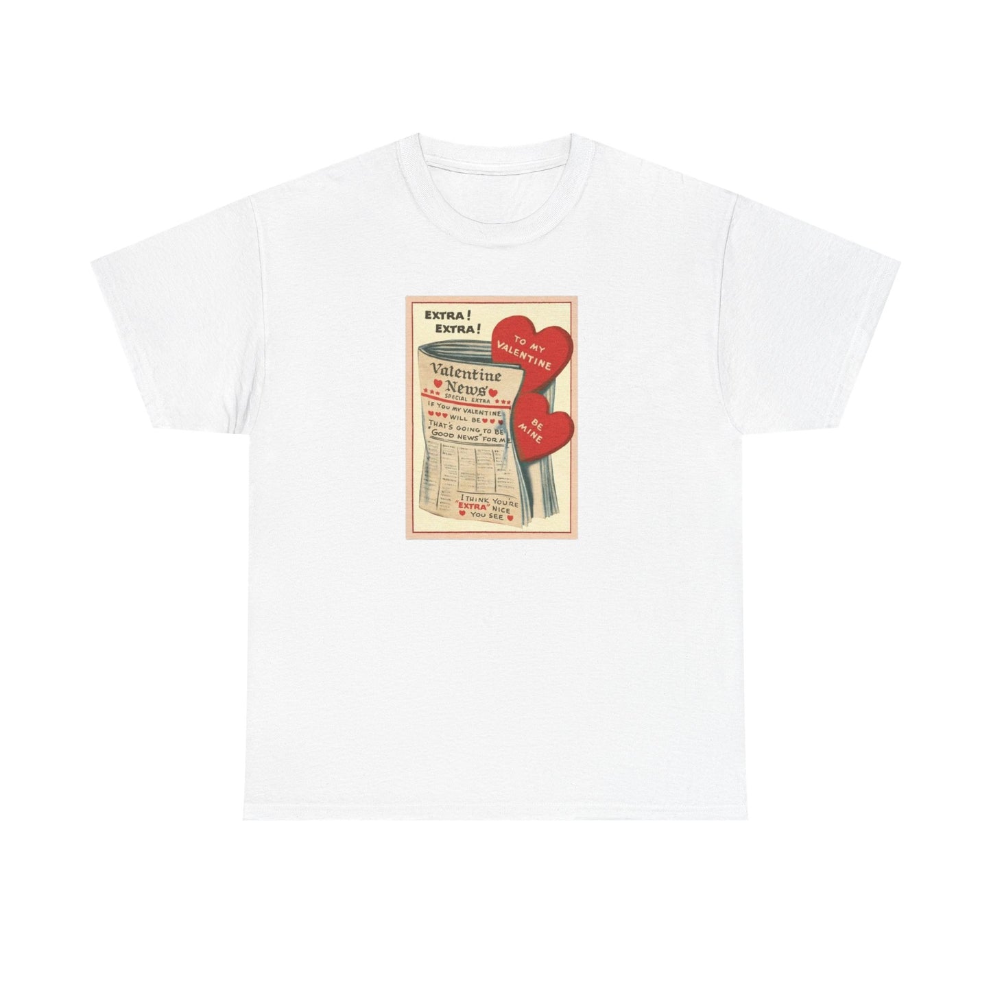 Friday Knights - Valentine’s Vintage Newspaper Hearts Tee