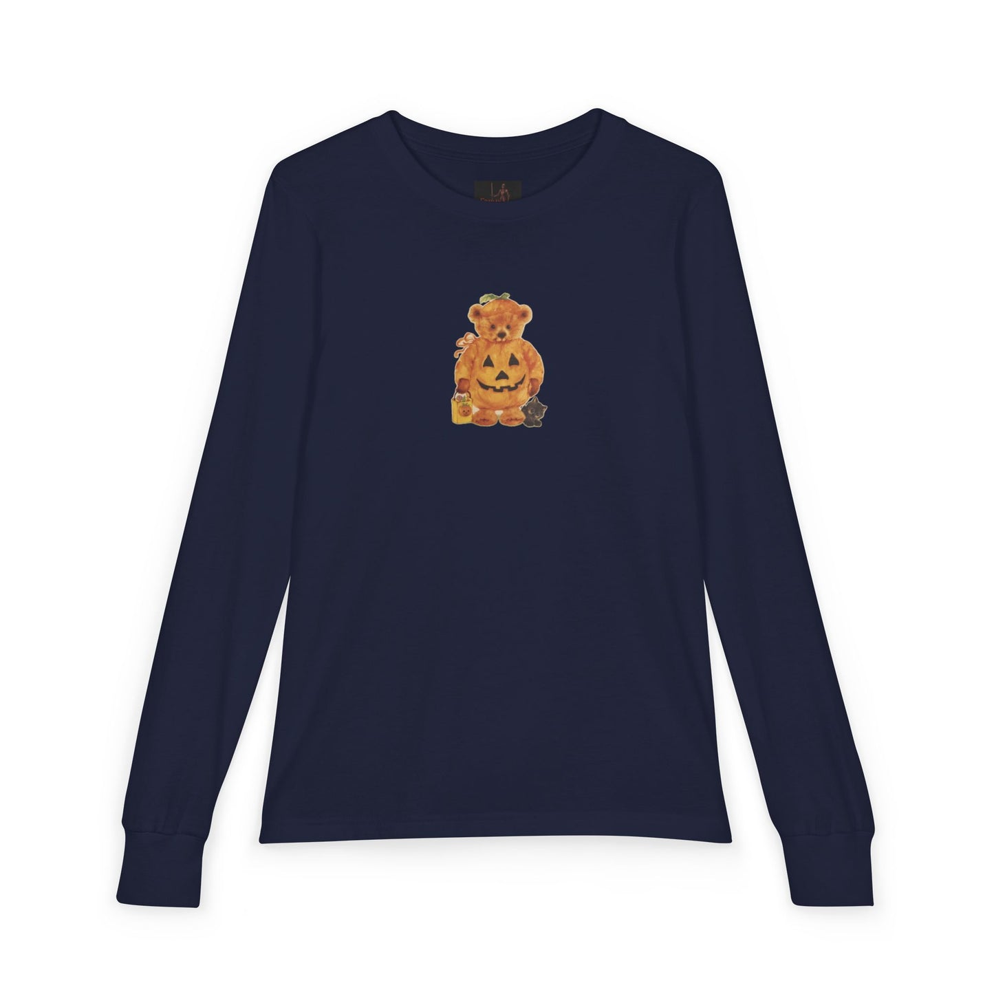 Friday Knights KIDS- Teddy Bear Pumpkin Jack-O’-Lantern Long Sleeve Tee