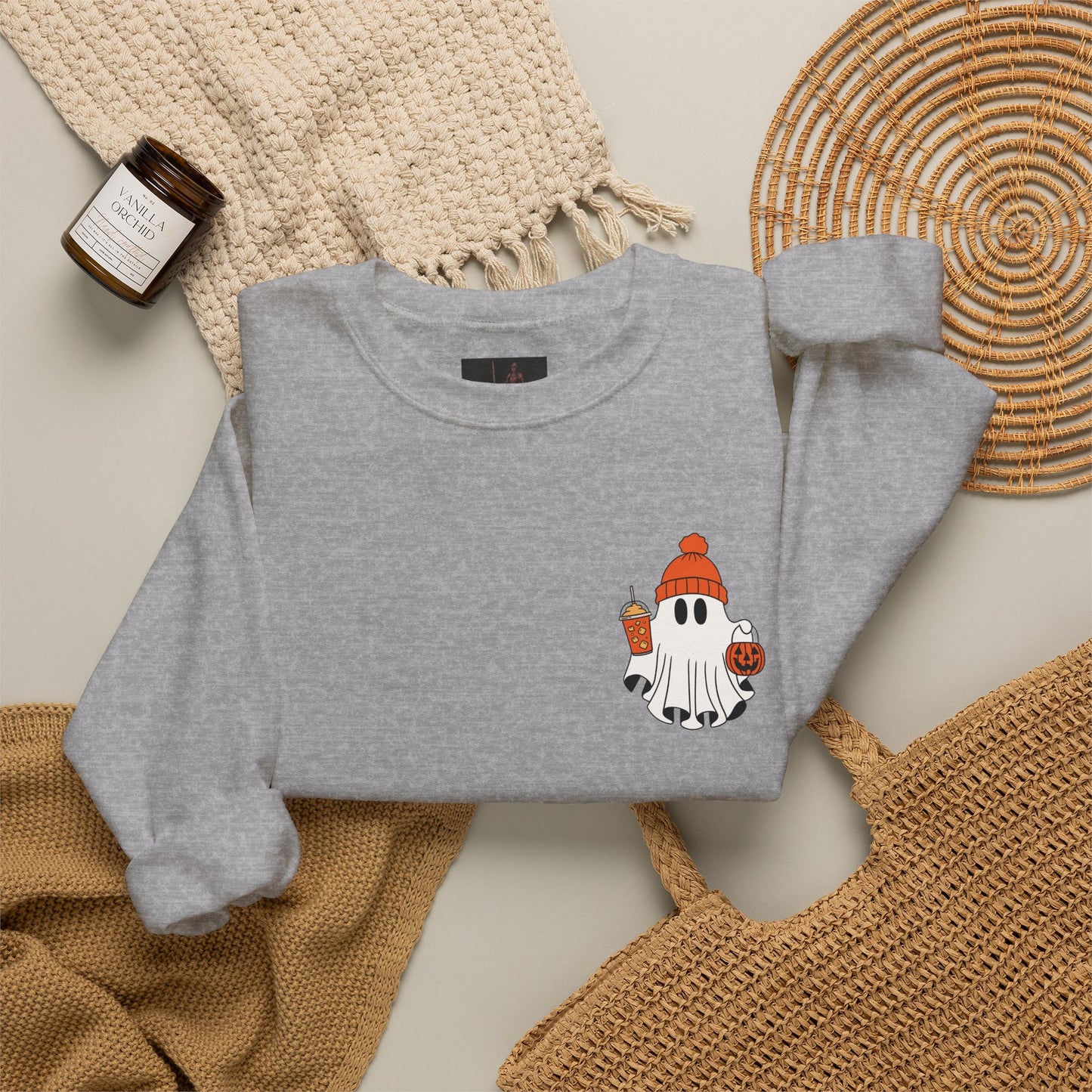 Friday Knights- Ghost in a Beanie Crewneck Sweatshirt