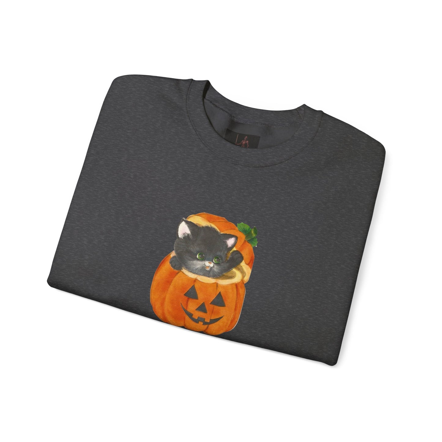 Friday Knights-  Black Cat in Jack-O'-Lantern Crewneck Sweatshirt