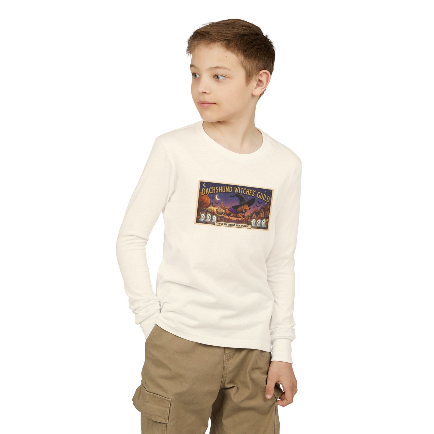 Friday Knights KIDS- Dachshund Witches Guild Youth Long Sleeve Tee
