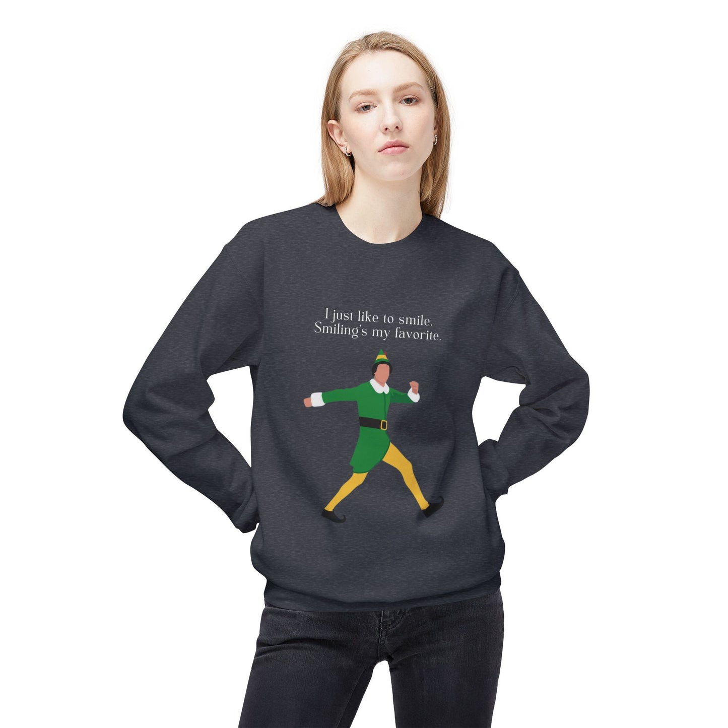 Friday Knights -  I just like smiling ELF Fleece Crewneck Sweatshirt