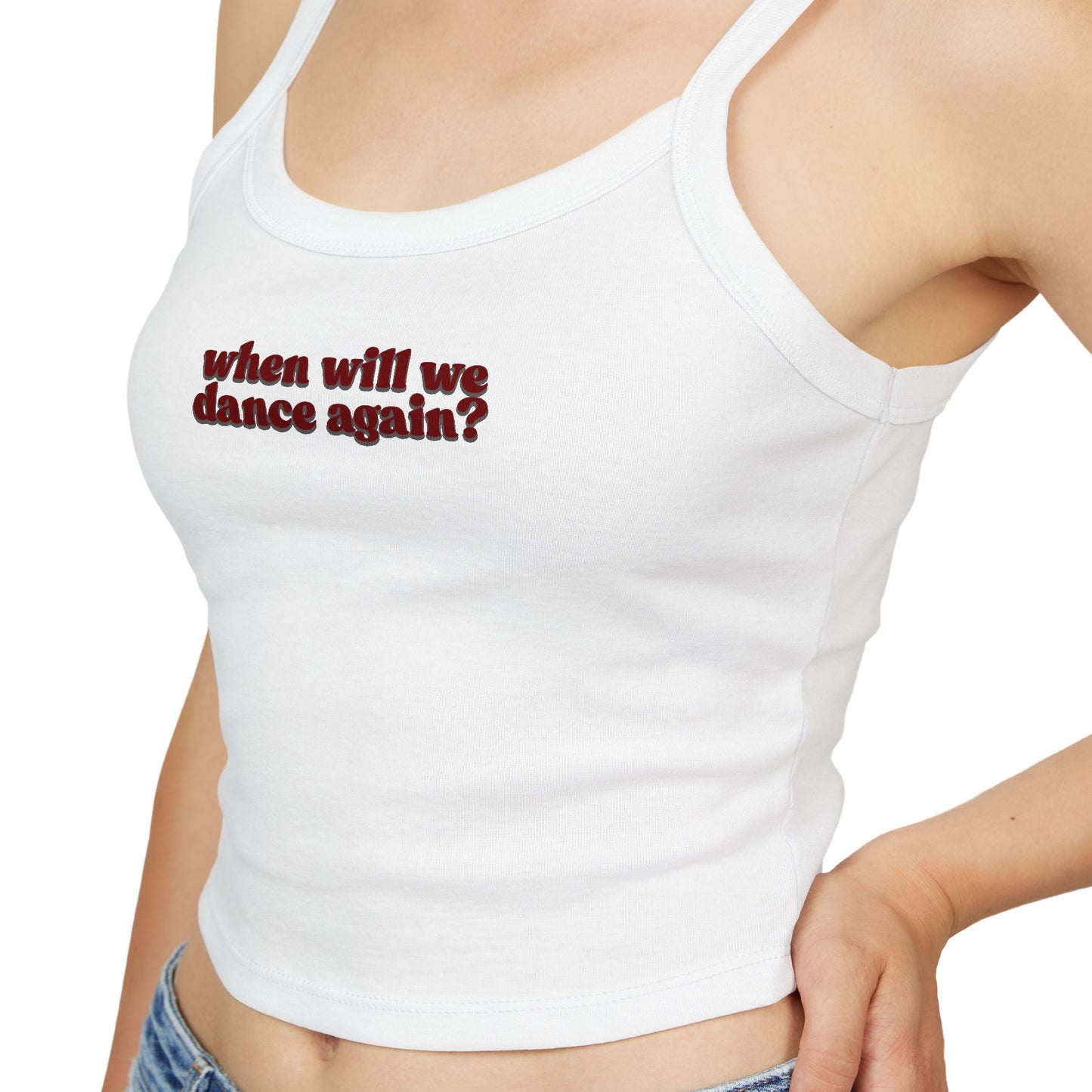 Friday Knights- When Will We Dance Again? Spaghetti Strap Crop Tank