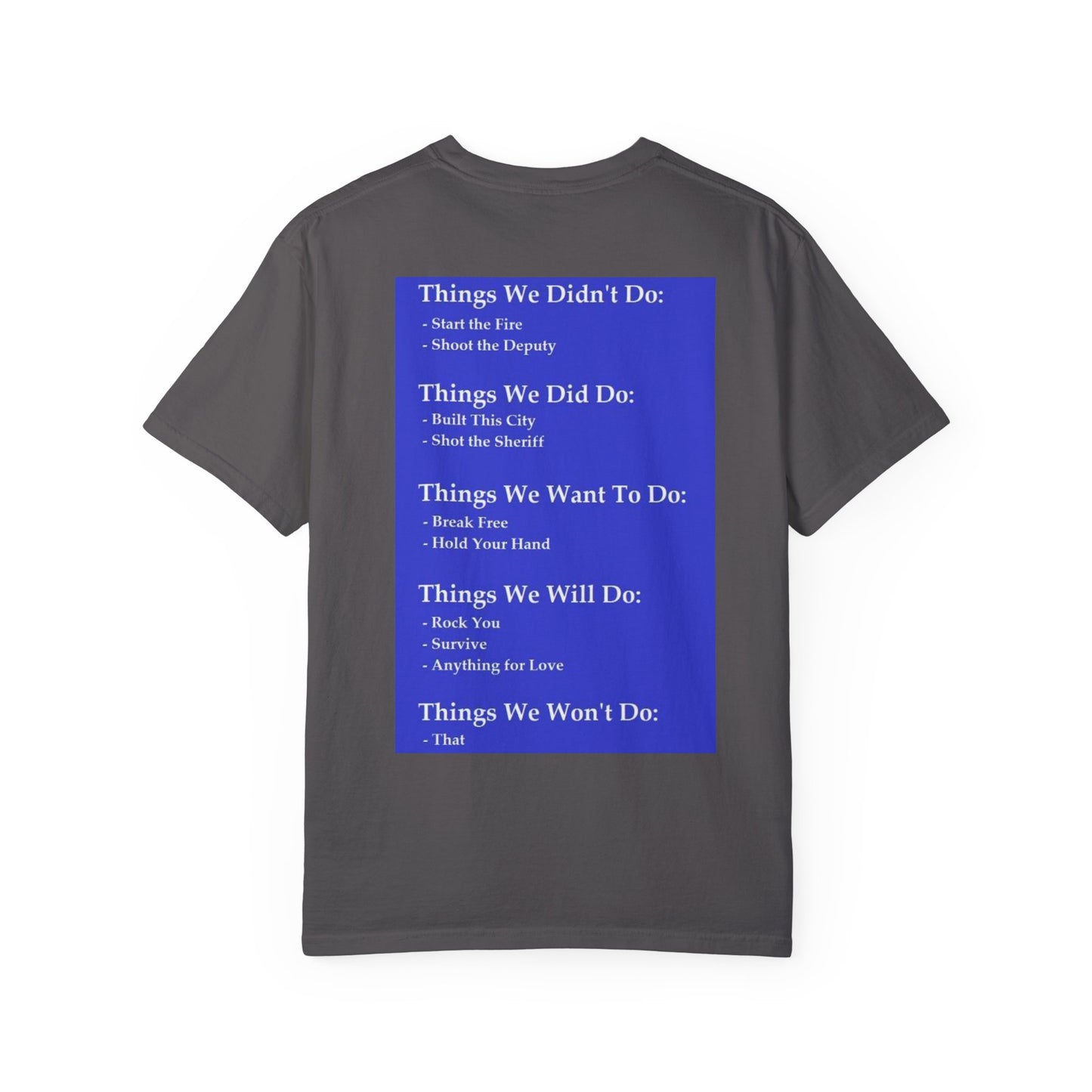 things we did do, things we didn't do, things we will do, things we won't do