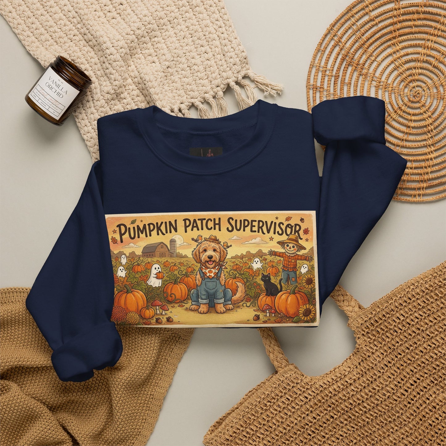 Friday Knights - Golden Doodle Pumpkin Patch Supervisor Crewneck Sweatshirt