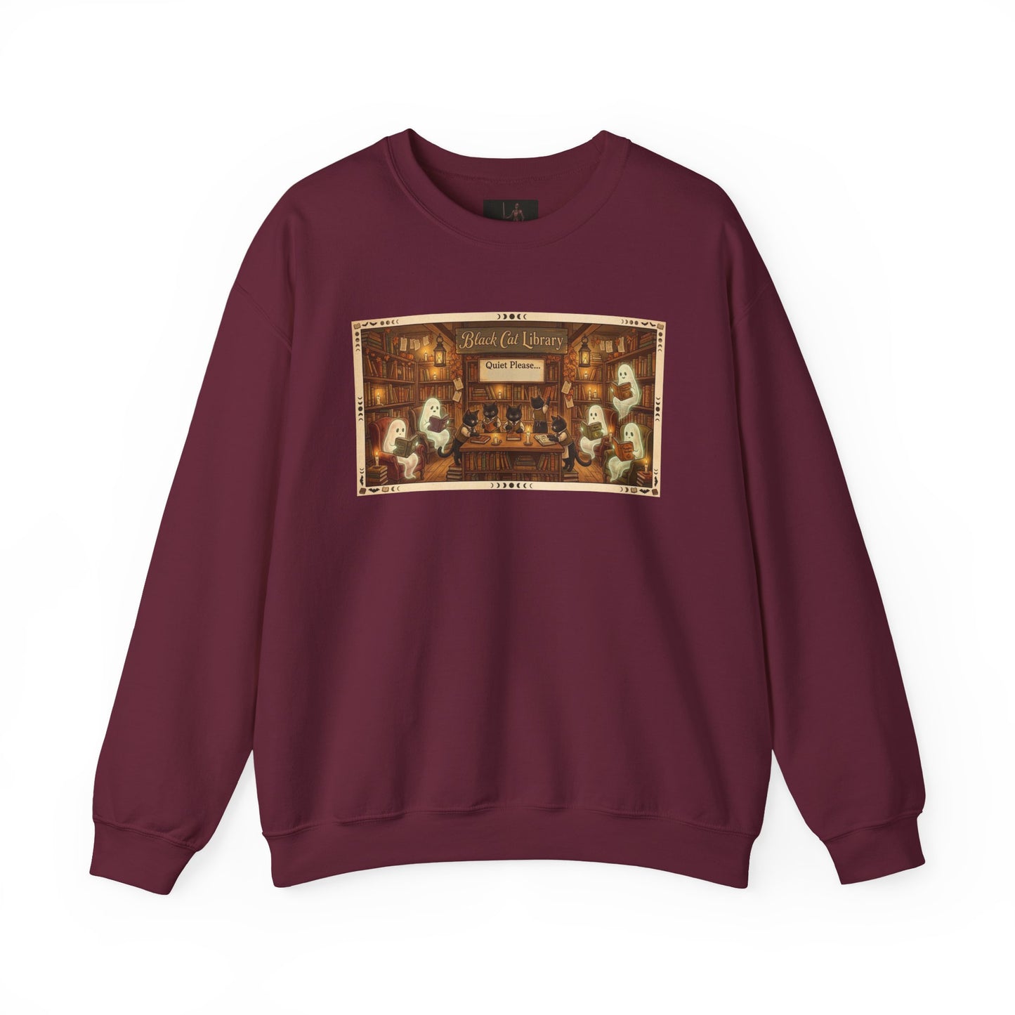 Friday Knights - Black Cat Library Crewneck Sweatshirt