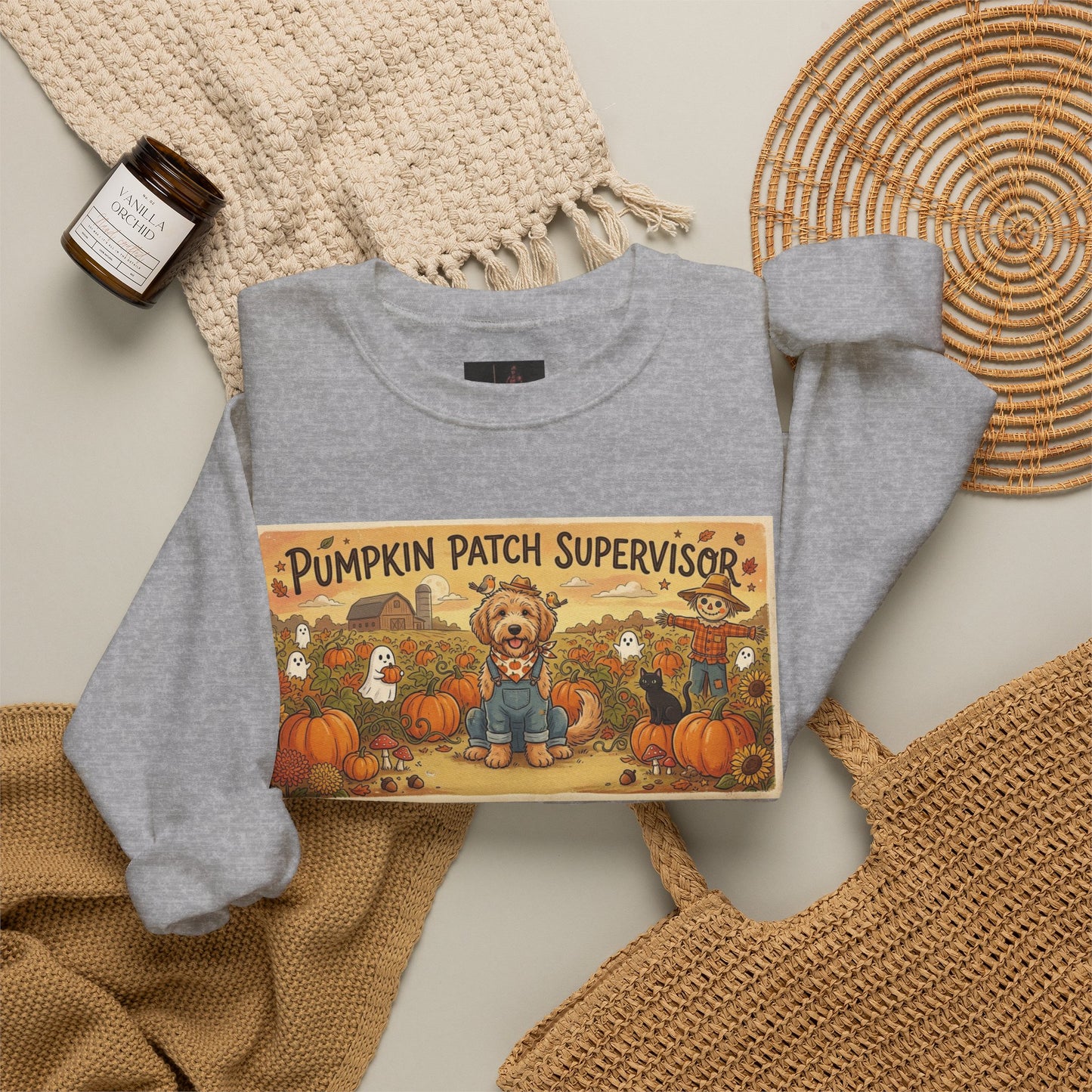 Friday Knights - Golden Doodle Pumpkin Patch Supervisor Crewneck Sweatshirt