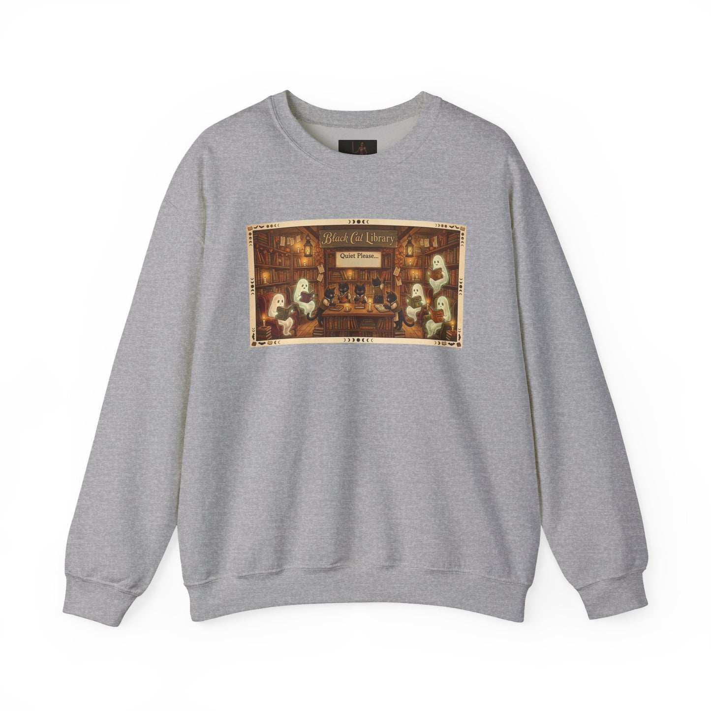 Friday Knights - Black Cat Library Crewneck Sweatshirt