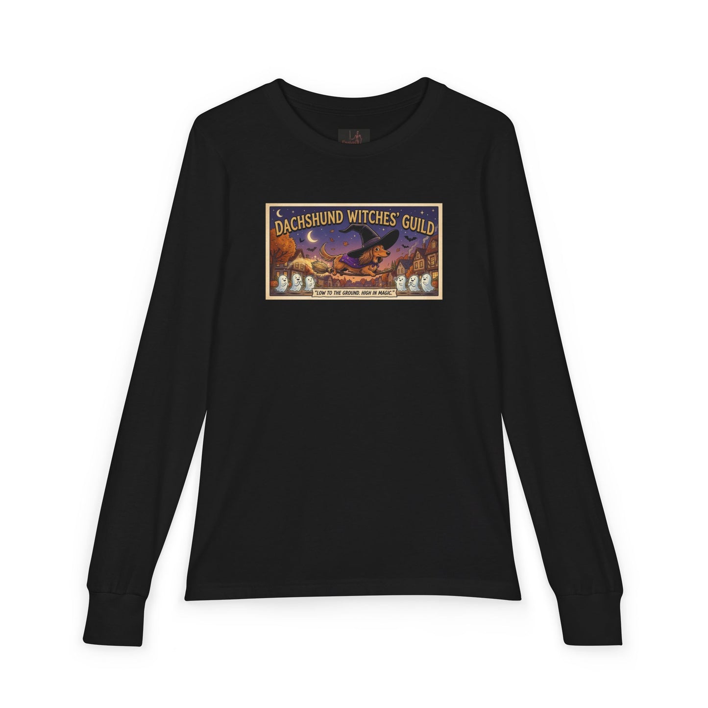 Friday Knights KIDS- Dachshund Witches Guild Youth Long Sleeve Tee