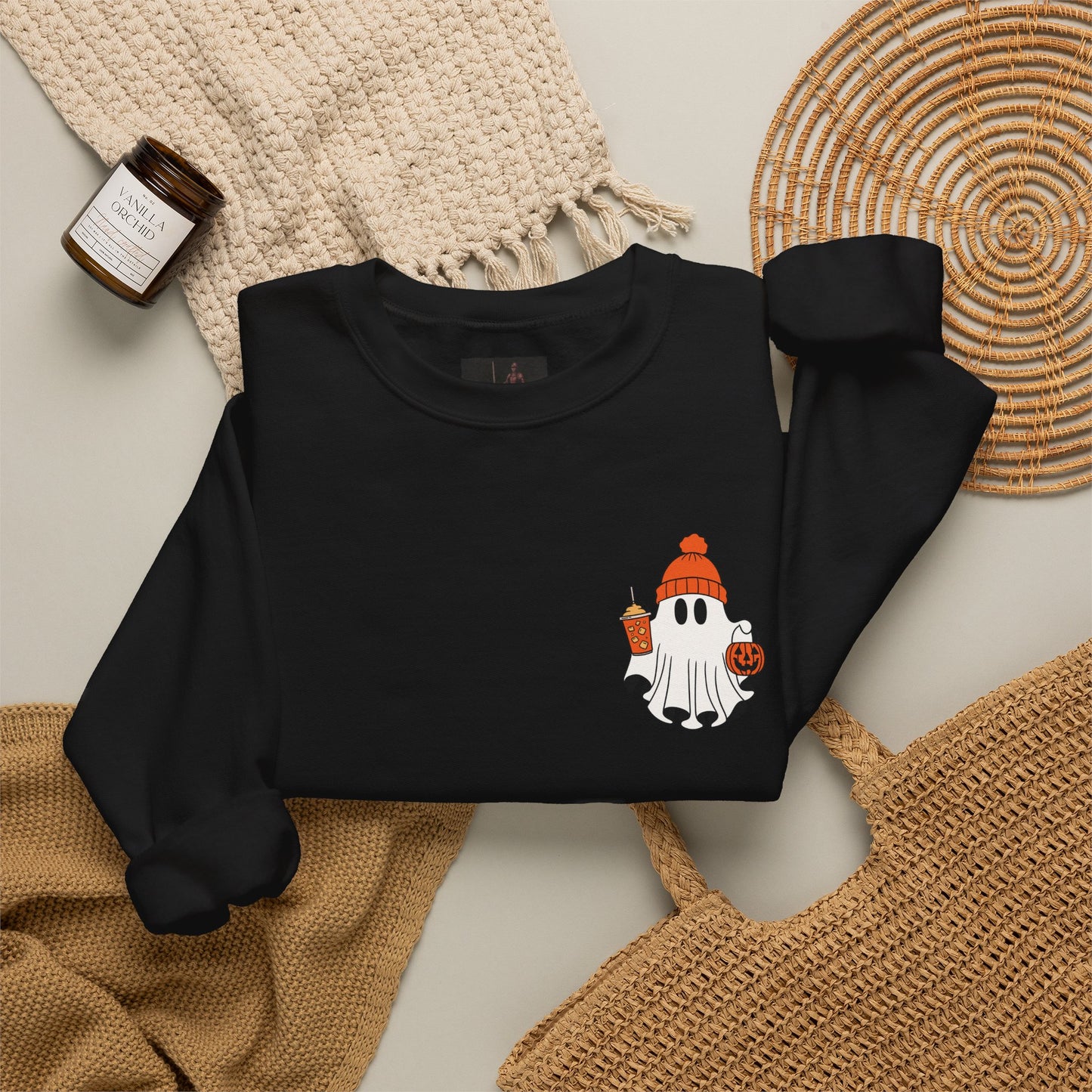 Friday Knights- Ghost in a Beanie Crewneck Sweatshirt