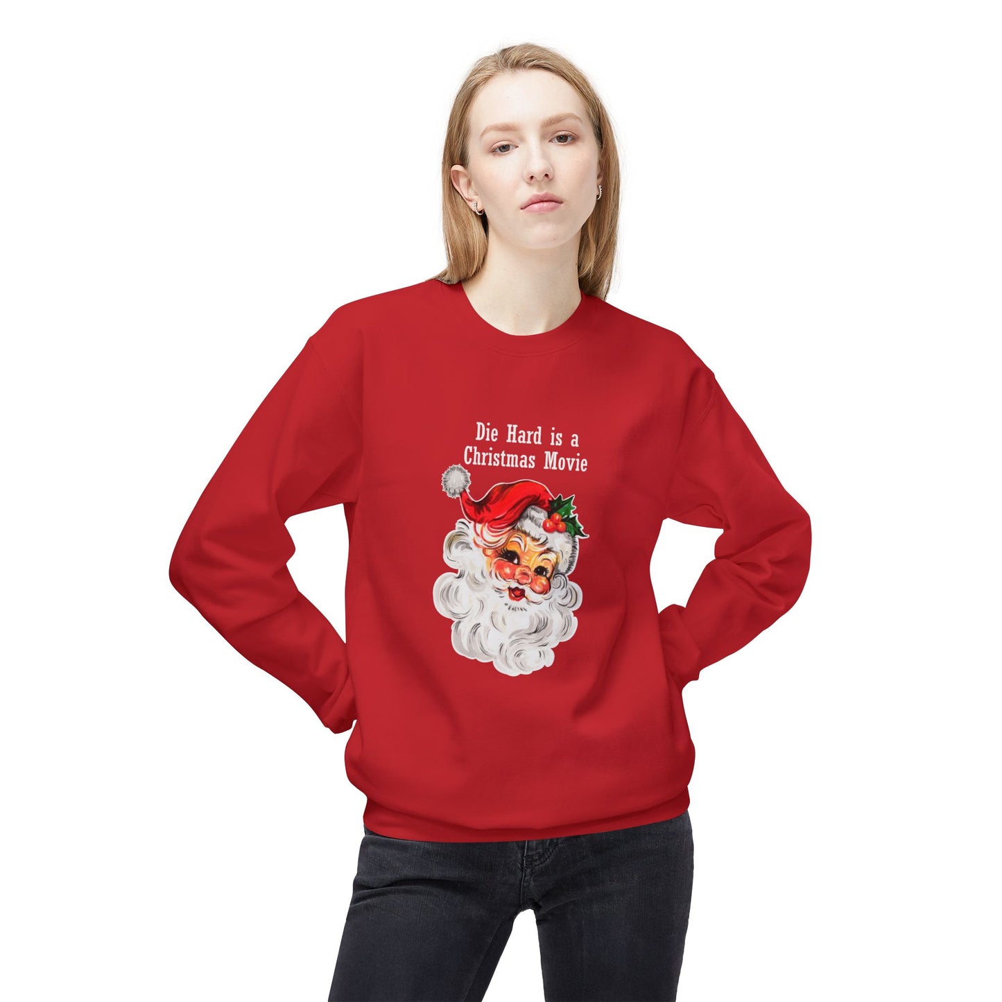 Christmas Sweatshirt - Vintage Santa “Die Hard is a Christmas Movie” Holiday Crewneck