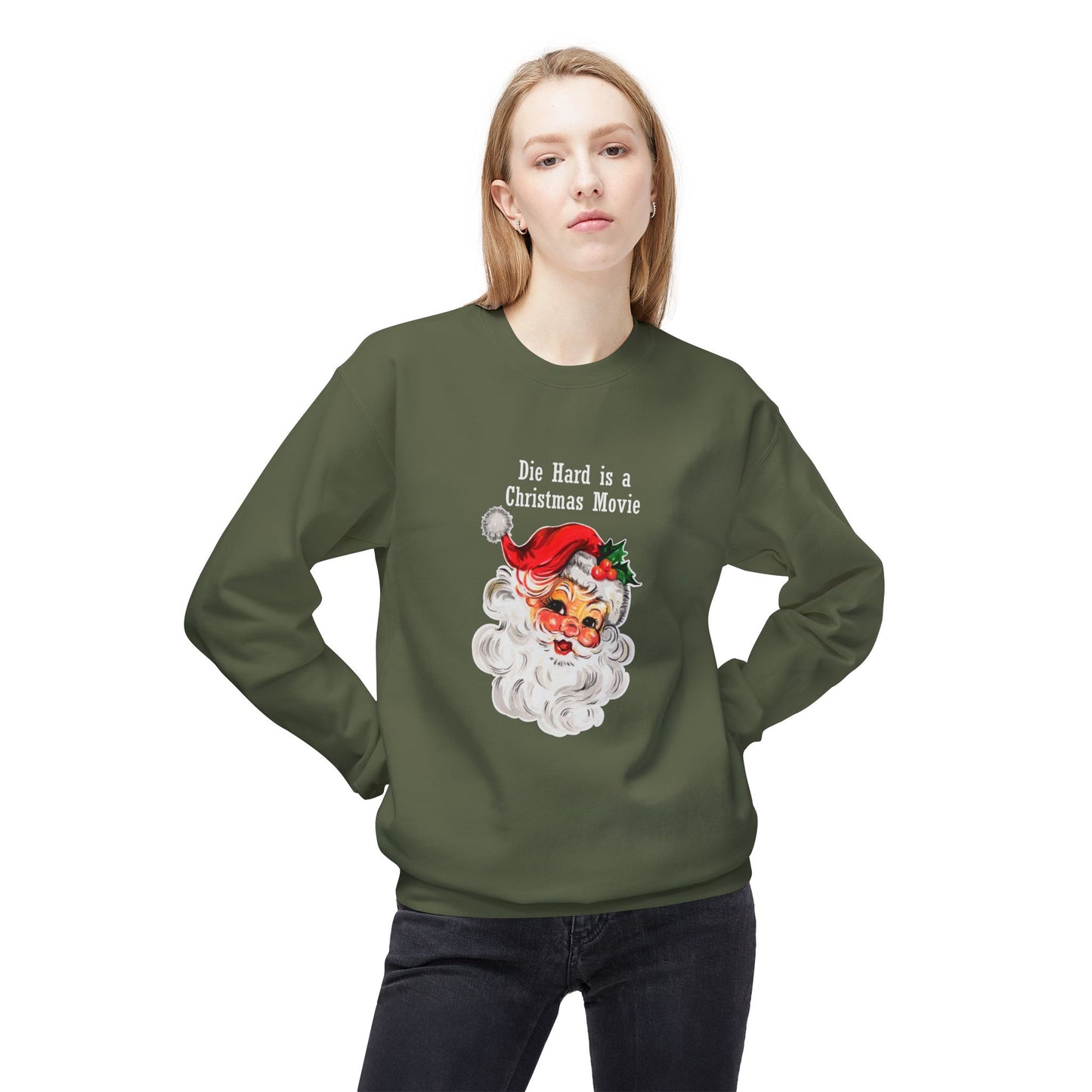 Christmas Sweatshirt - Vintage Santa “Die Hard is a Christmas Movie” Holiday Crewneck