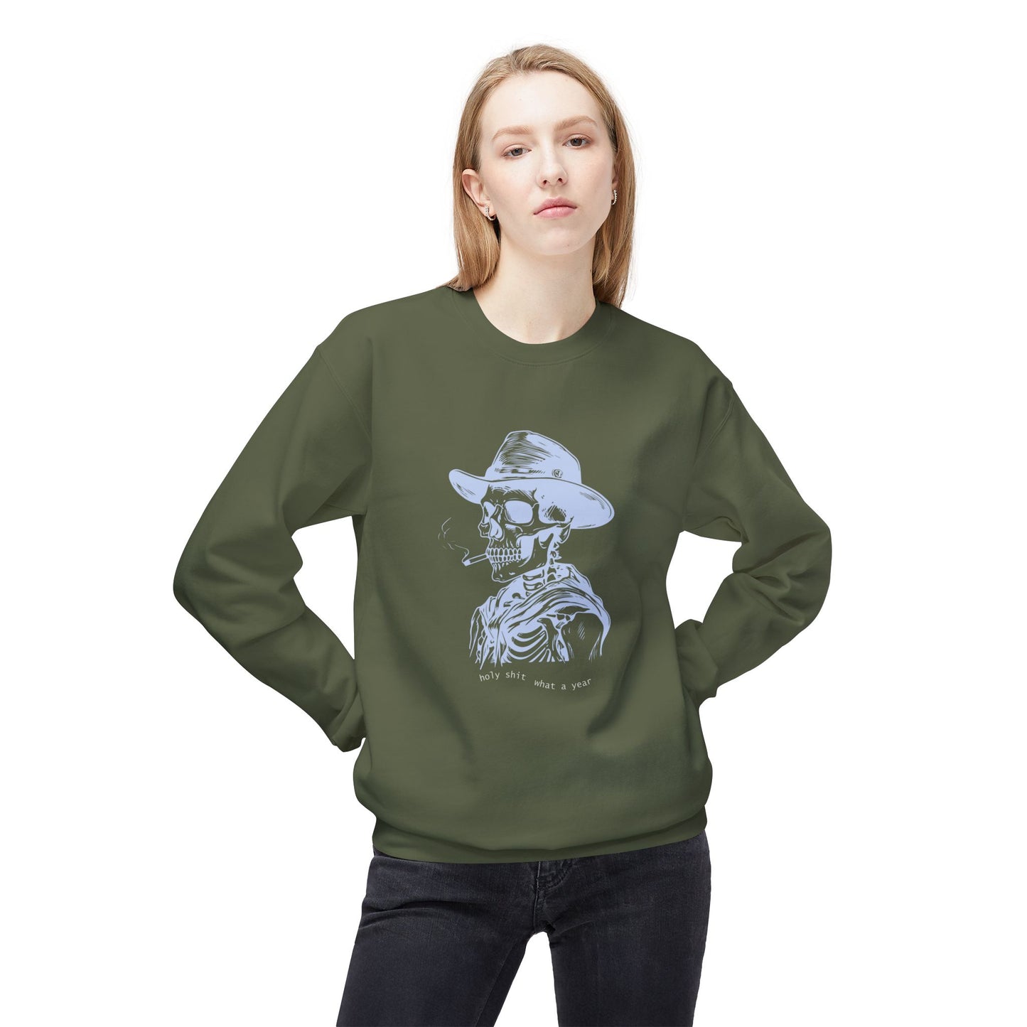 Friday Knights - Holy sh*t what a year Skeleton Crewneck fleece Sweatshirt