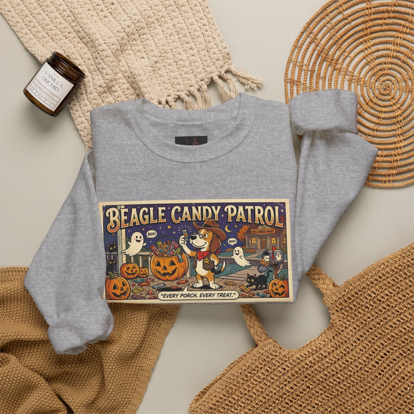 Friday Knights - Beagle Candy Patrol Halloween Crewneck Sweatshirt