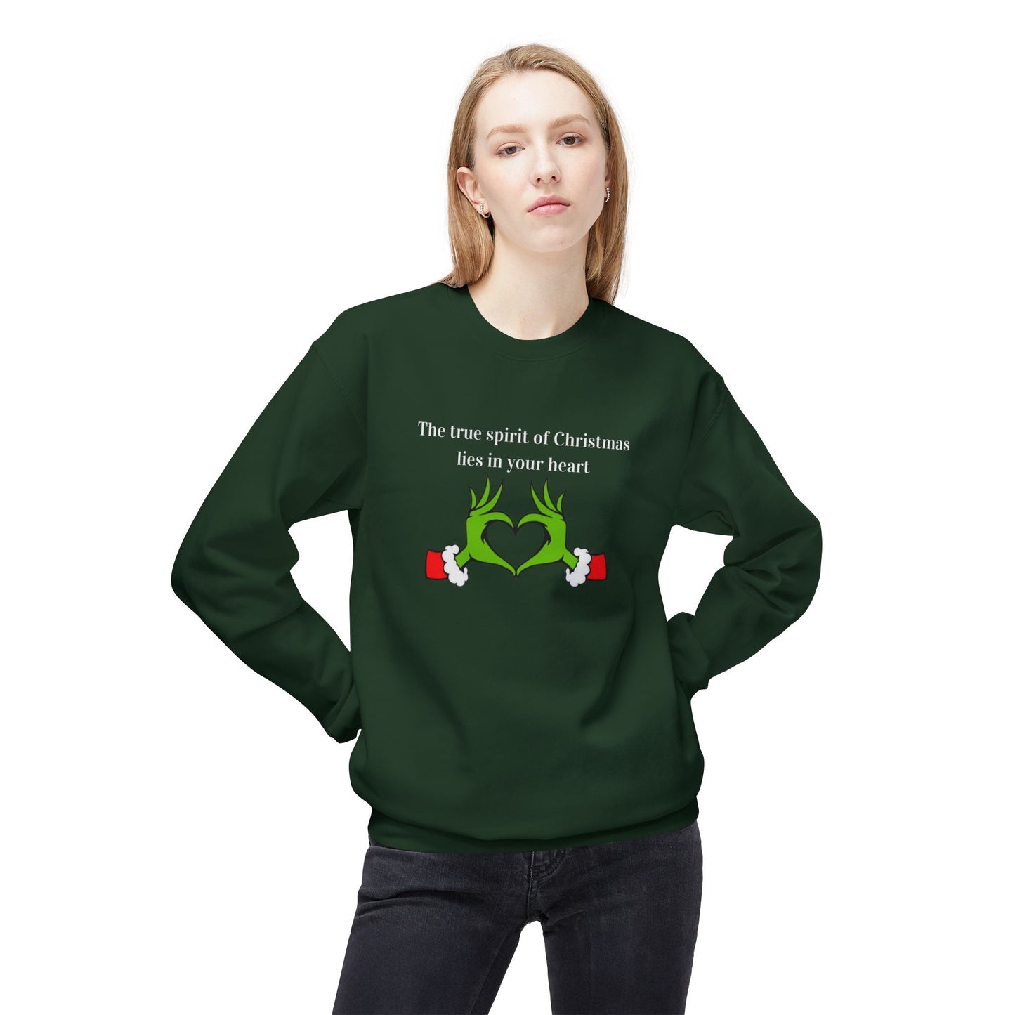 Friday Knights - Grinch the true spirit of Xmas... Fleece Crewneck Sweatshirt