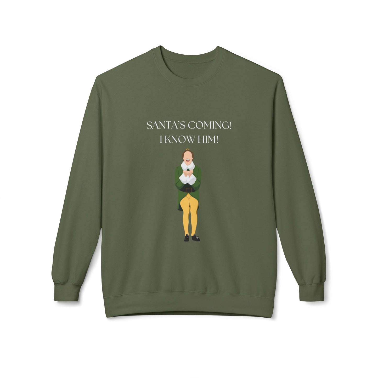 Friday Knights - Elf Christmas Crewneck Sweatshirt — "Santa's Coming! I Know Him!"