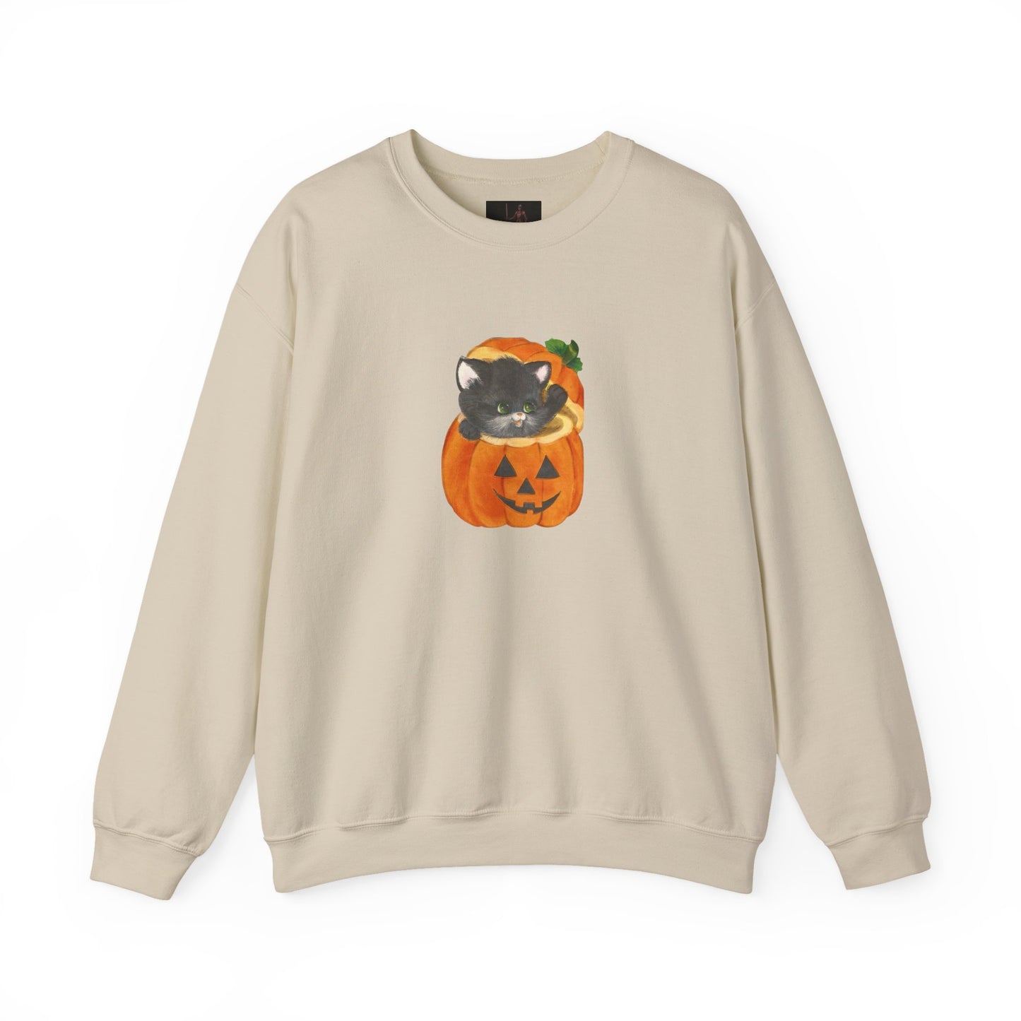 Friday Knights-  Black Cat in Jack-O'-Lantern Crewneck Sweatshirt